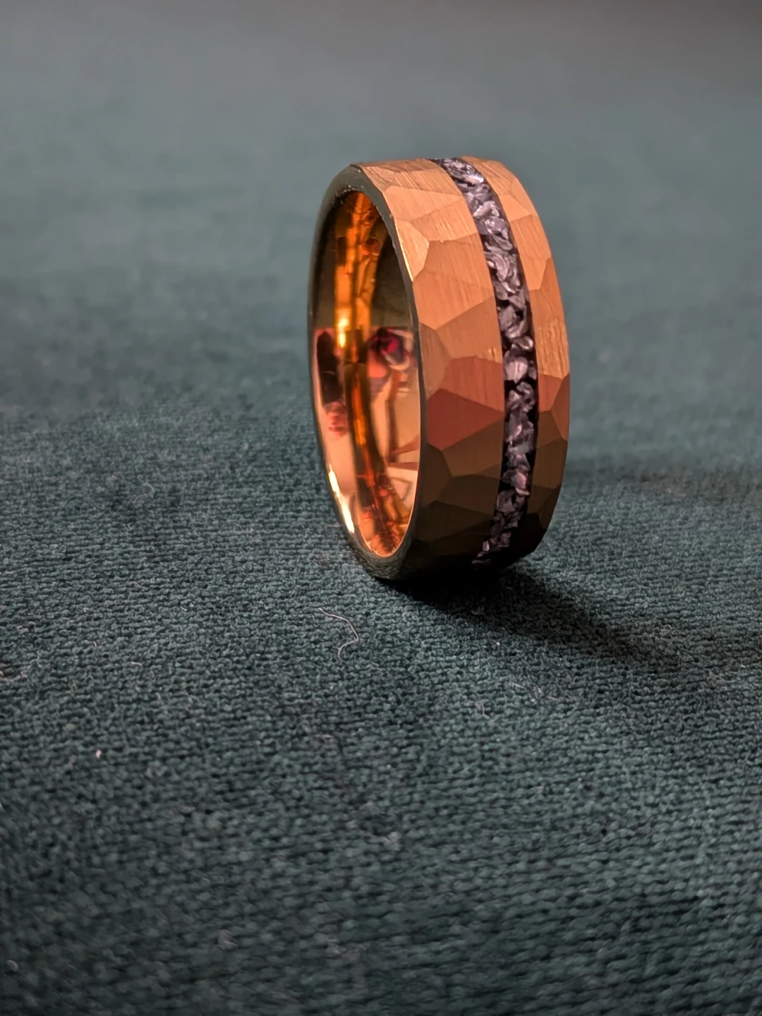 Gold brushed tungsten steel with meteorite Inlay Ring - photo 2