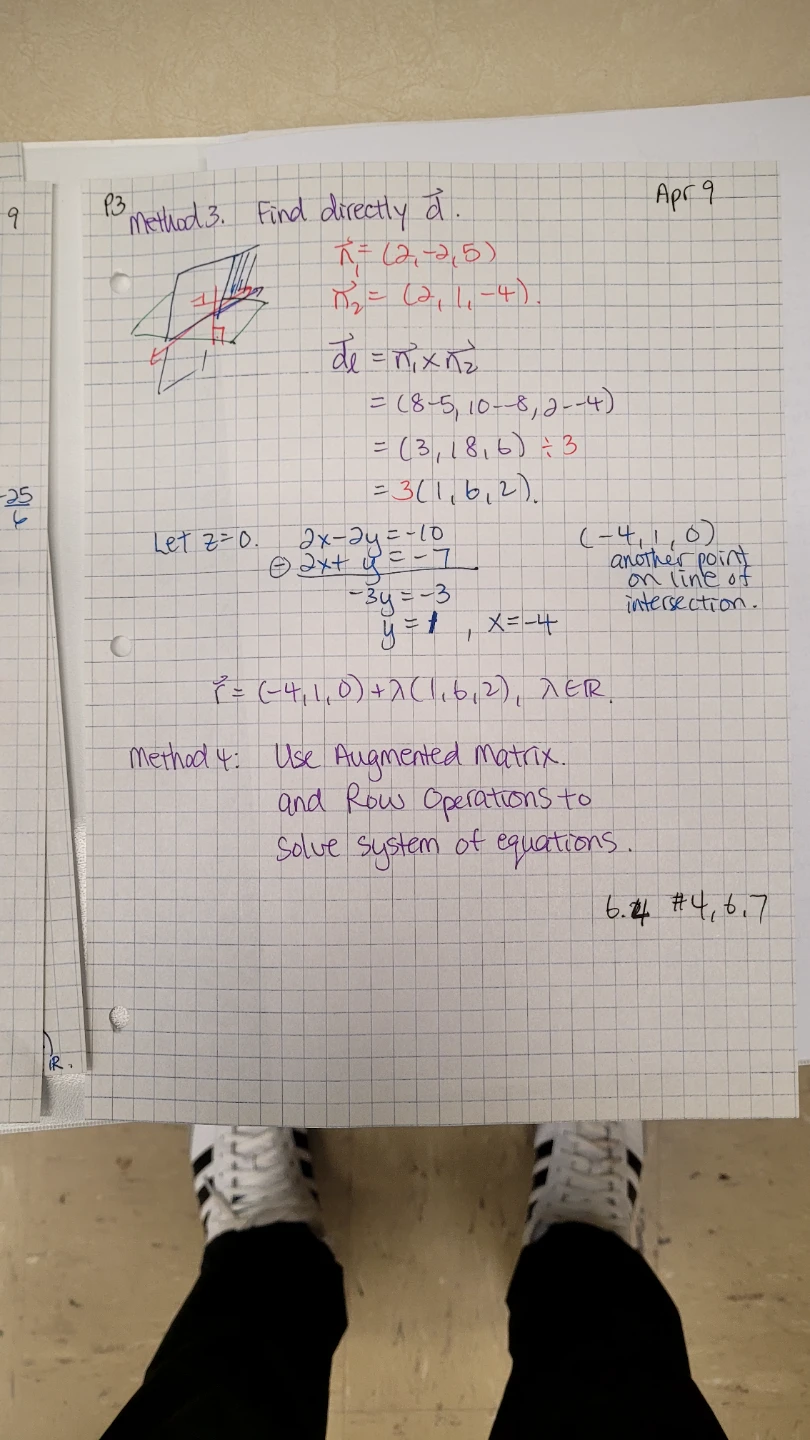 Math Notes: Intersection of Two Planes & Systems of Equations