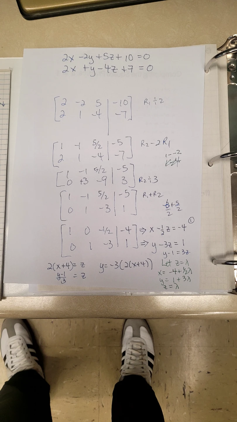 Math Notes: Intersection of Two Planes & Systems of Equations - photo 4