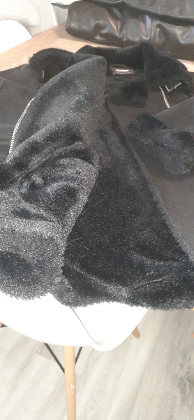 Pull & Bear Black Faux Fur Lined Aviator Jacket - photo 3