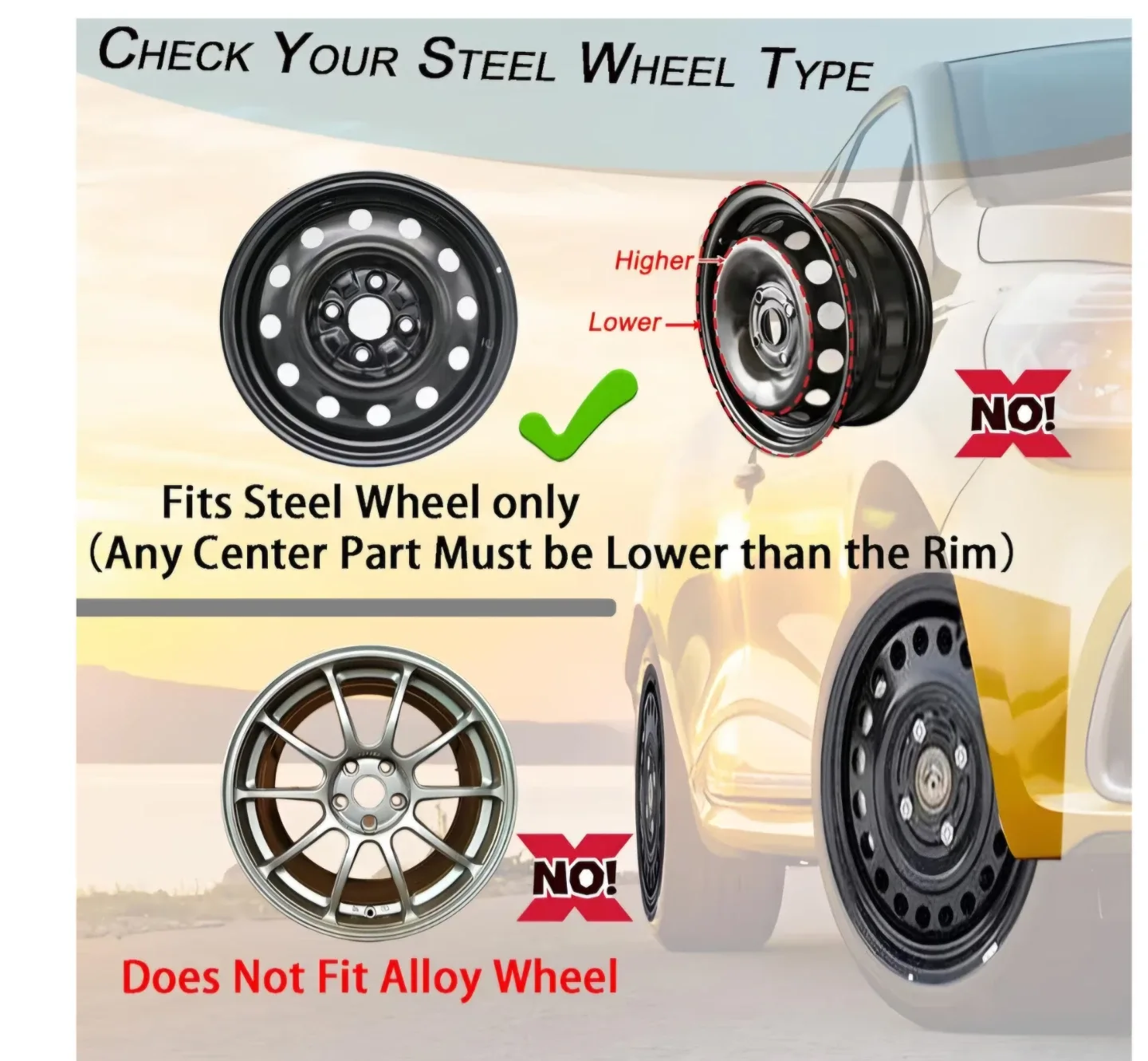 Aiqiying 16 Inch Black Hubcap Wheel Covers (Set of 4)