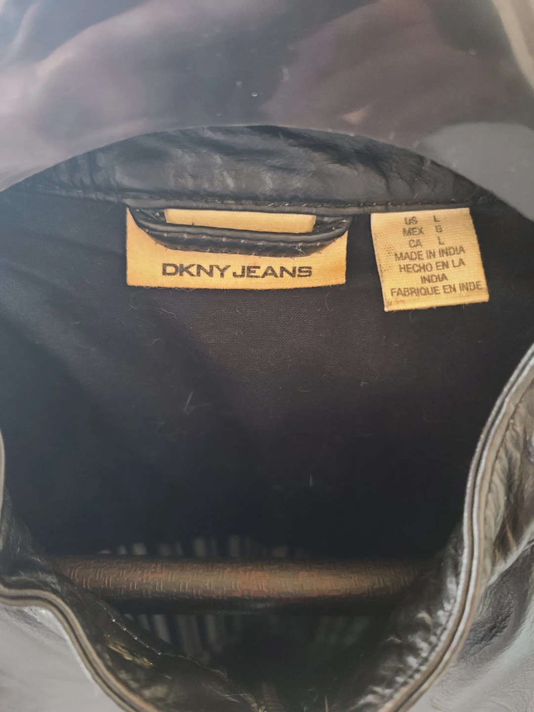 DKNY Jeans Black Leather Jacket - Size L - photo 2
