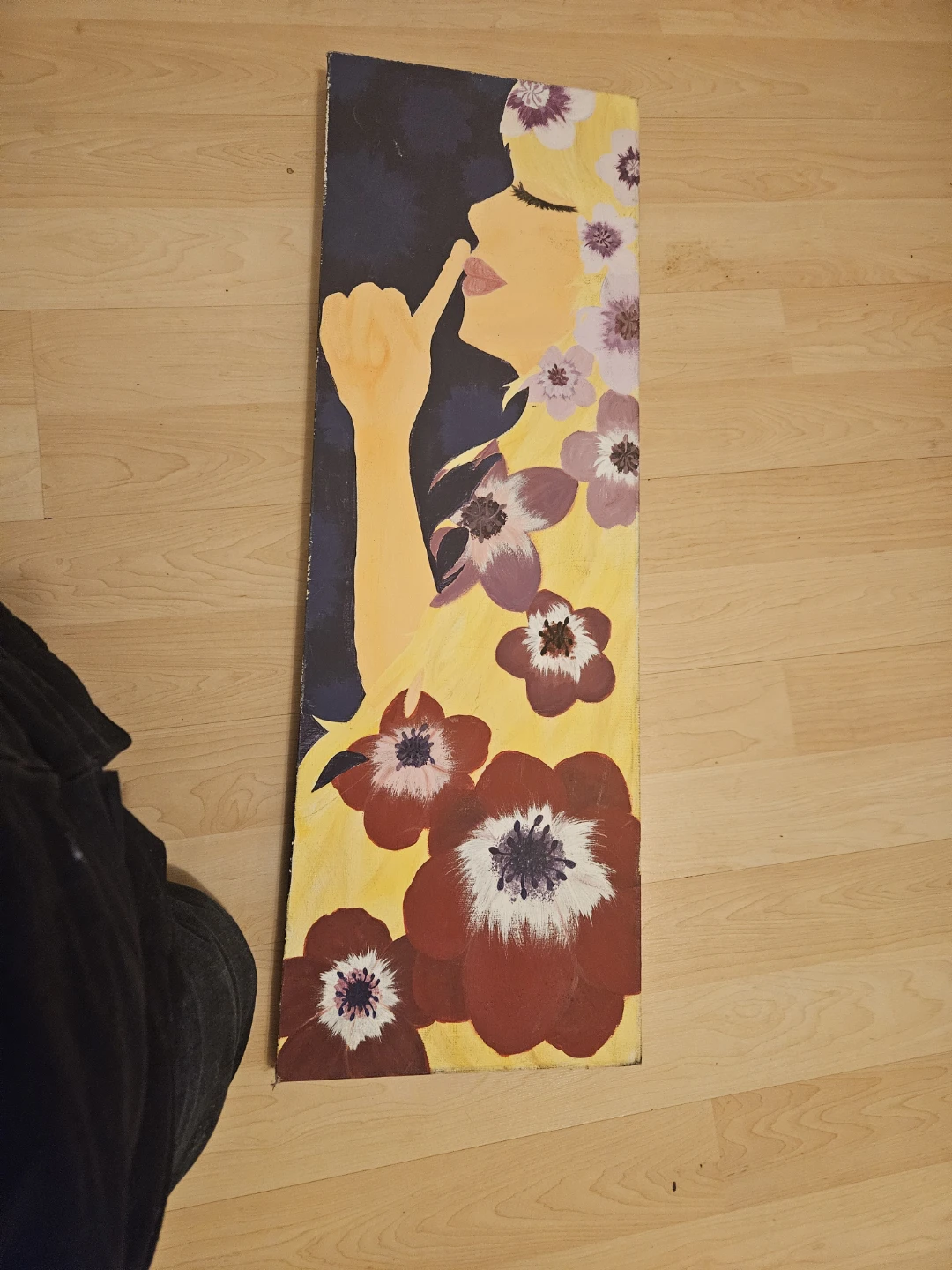 Painting of Woman with Flowers - photo 3