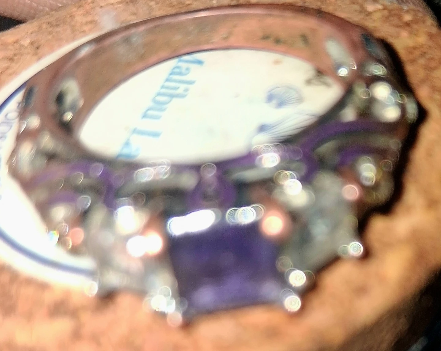 Purple Stone Maybe Amethyst Ring with Silver Tone Band