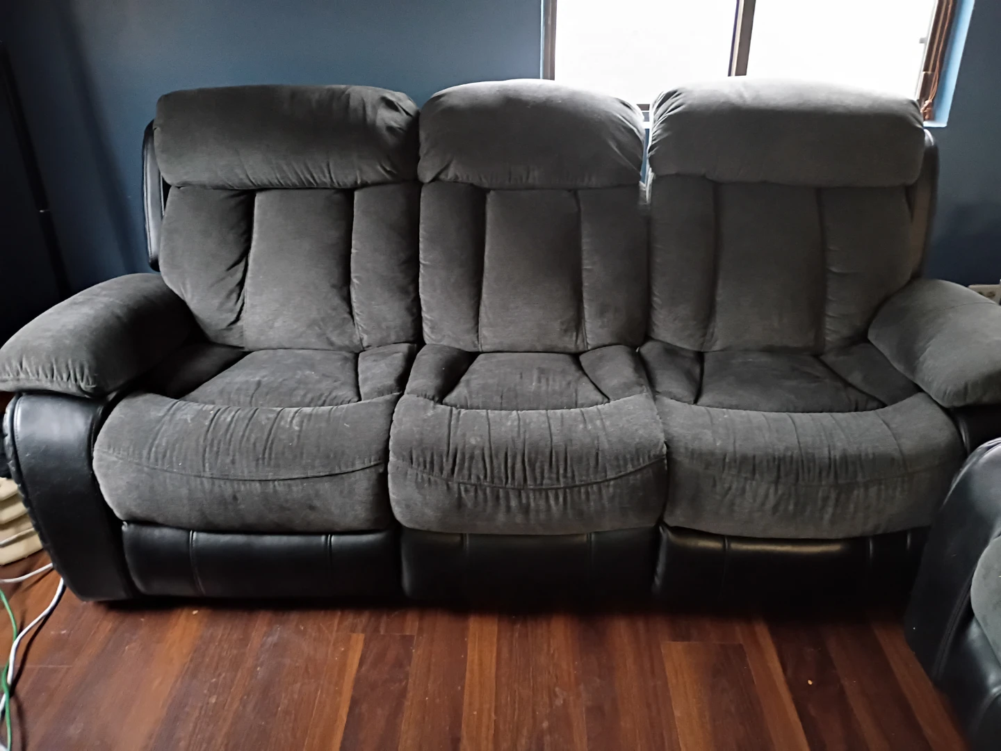 Gray Recliner Sofa with Cup Holders and Couch