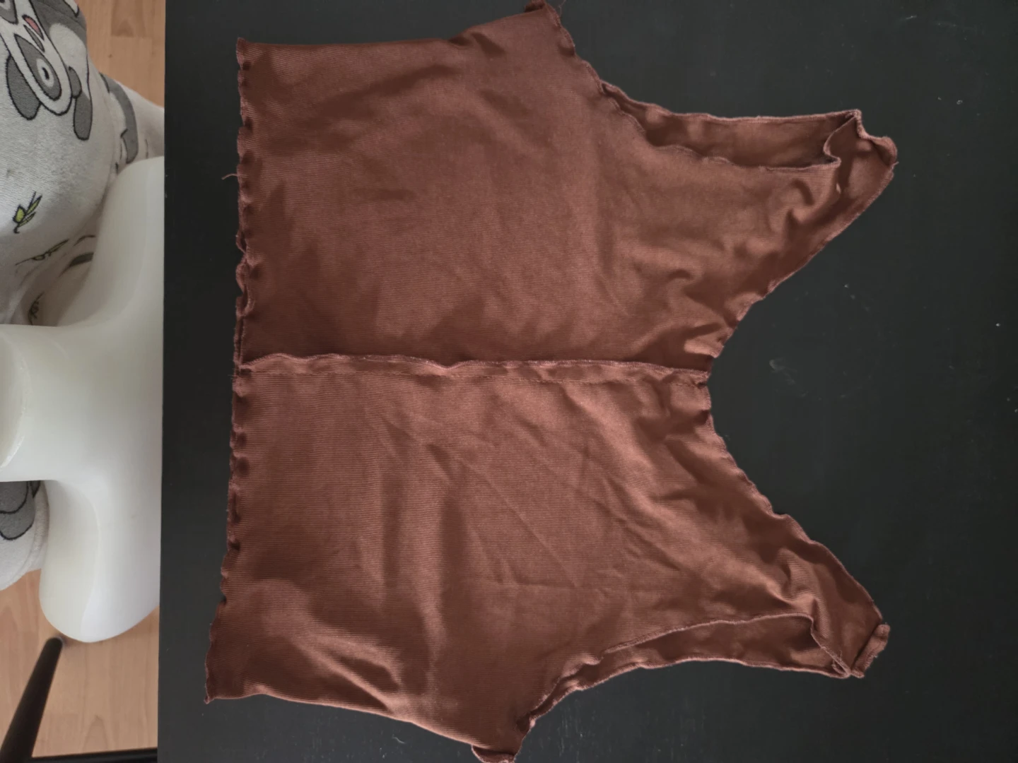 Brown Ribbed Lettuce Hem Crop Top - photo 2