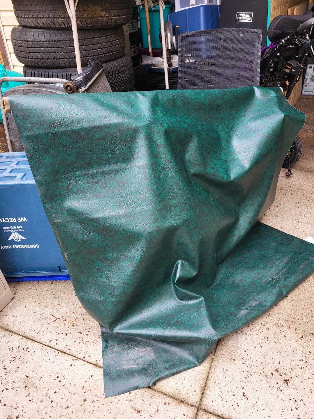 Green faux leather fabric remnant 4x8 feet