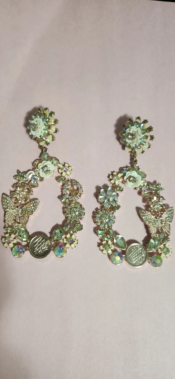 #1 Floral Crystal Wreath Statement Earrings