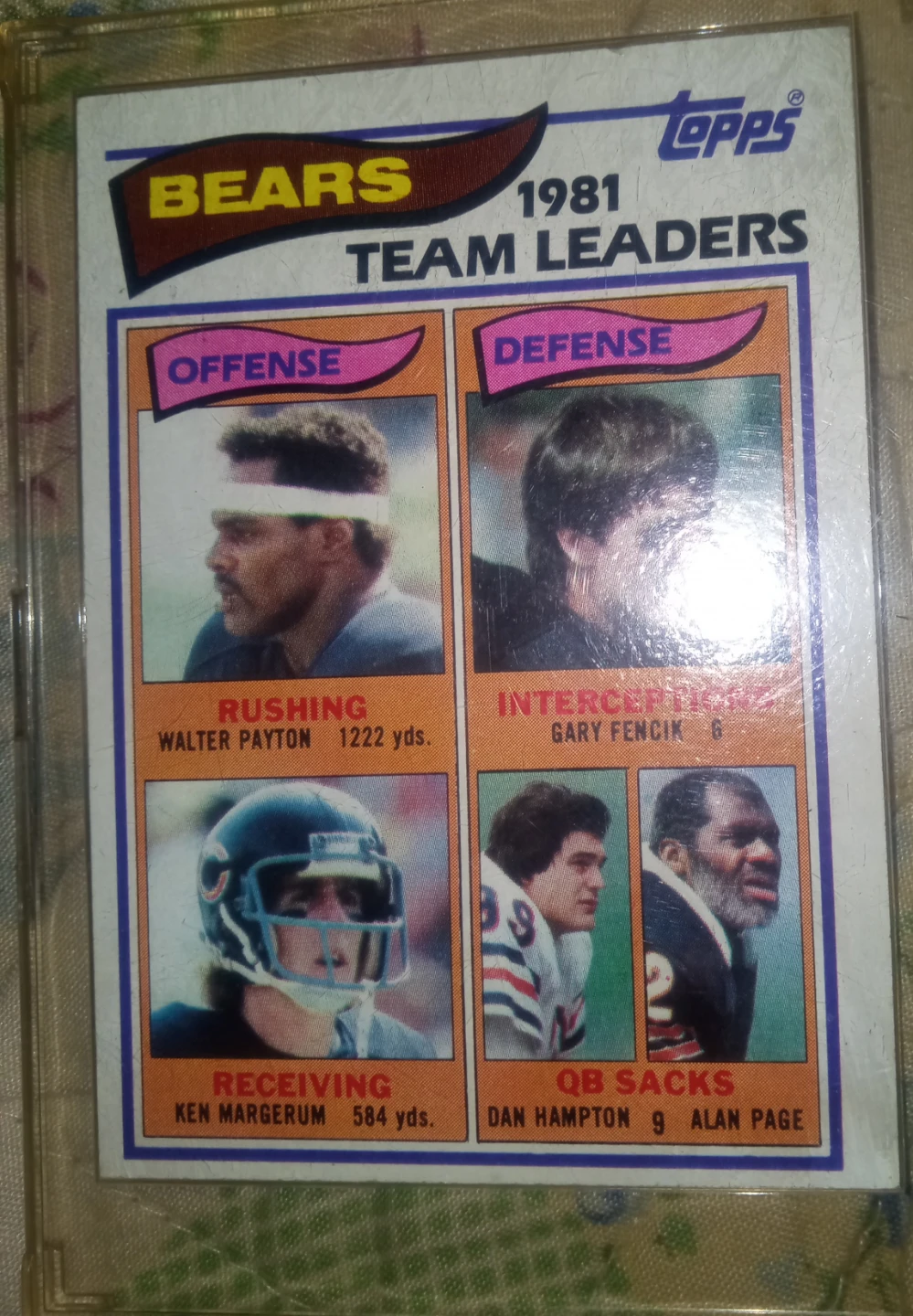 1981 Topps Bears Team Leaders Walter Payton