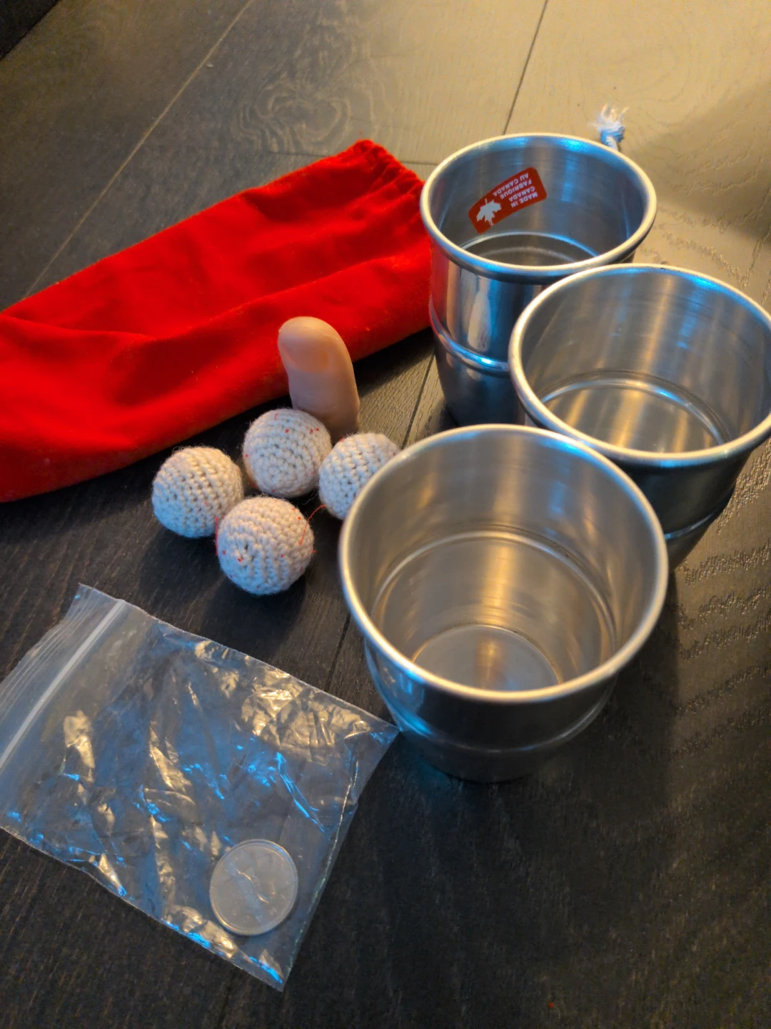 3 Cups and Balls Magic Trick Set with 3 Bicycle Playing Cards