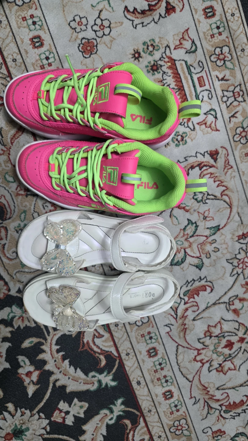 Fila Kids Pink & Lime Green Athletic Shoes & White Butterfly - photo 3