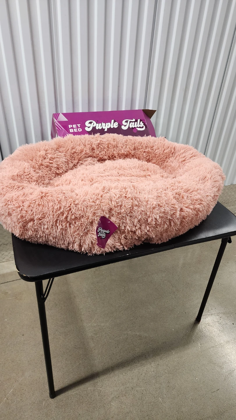 Purple Tails Pet Bed - Plush Round Dog Cat Bed