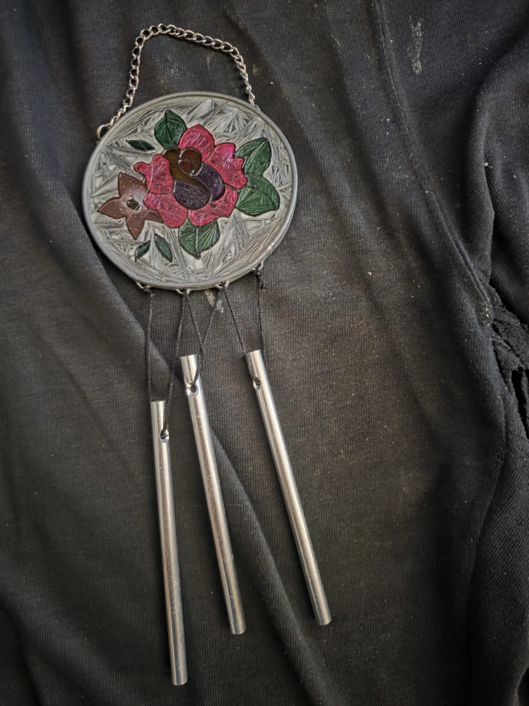 Stained Glass Rose Wind Chime