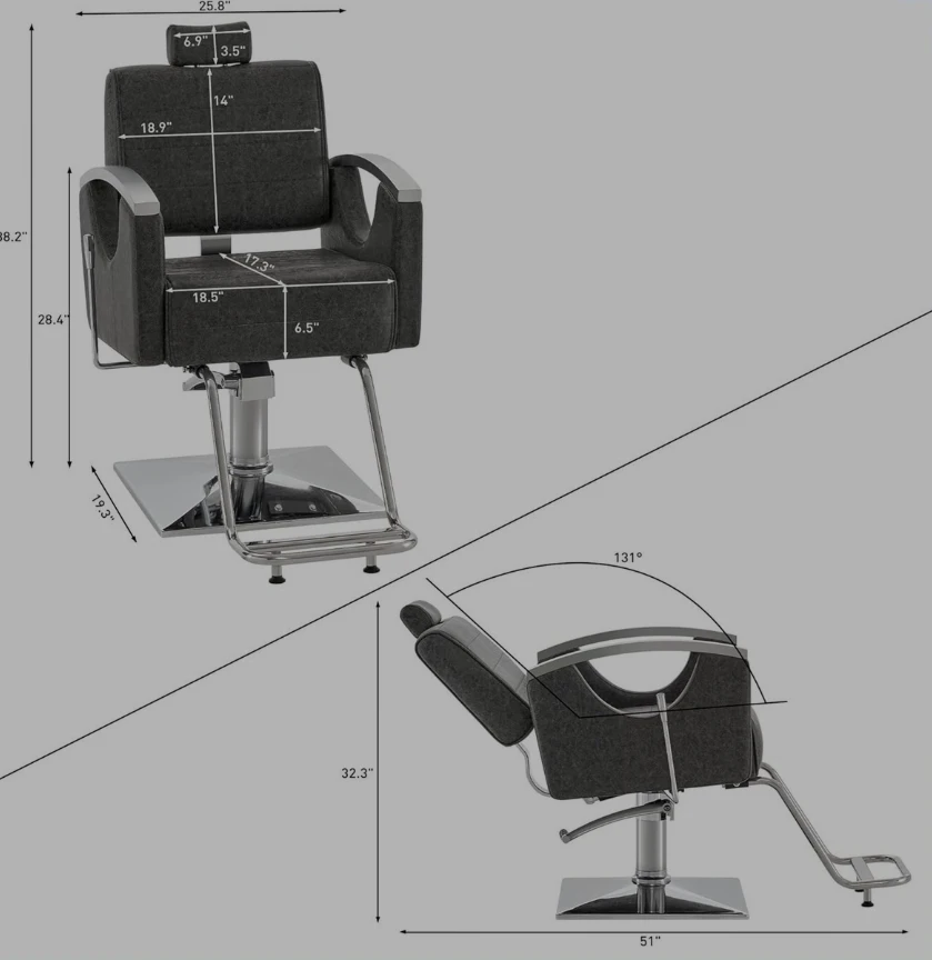 BarberPub Barber Chair for Barbershop,  Salon Chair 9180 (Grey) - photo 2