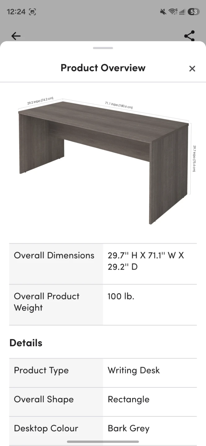 Inbox Zero Opsincs Writing Desk - Bark Grey - photo 3