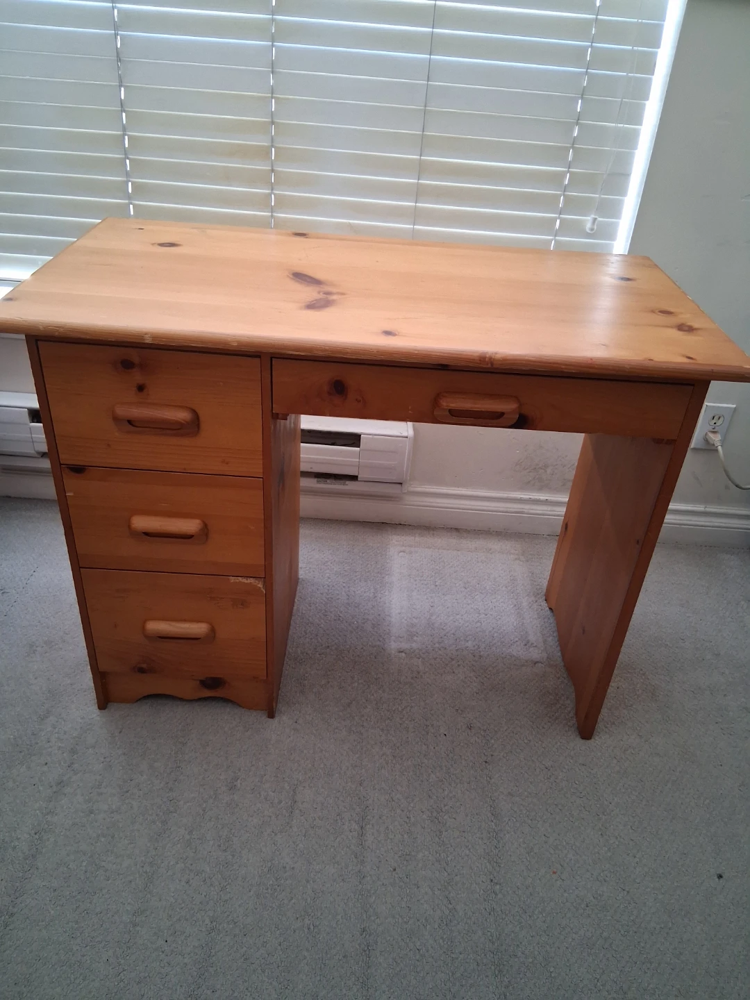 Solid Wood Desk with 4 Drawers