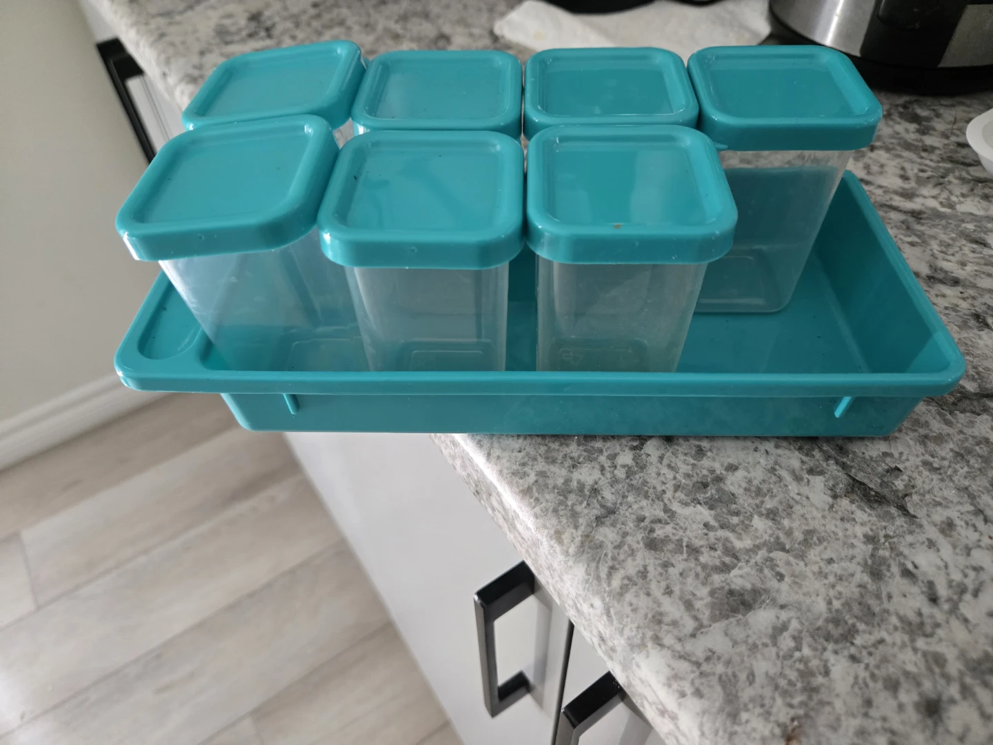 Set of 8 Teal Food Storage Containers with Tray - photo 2