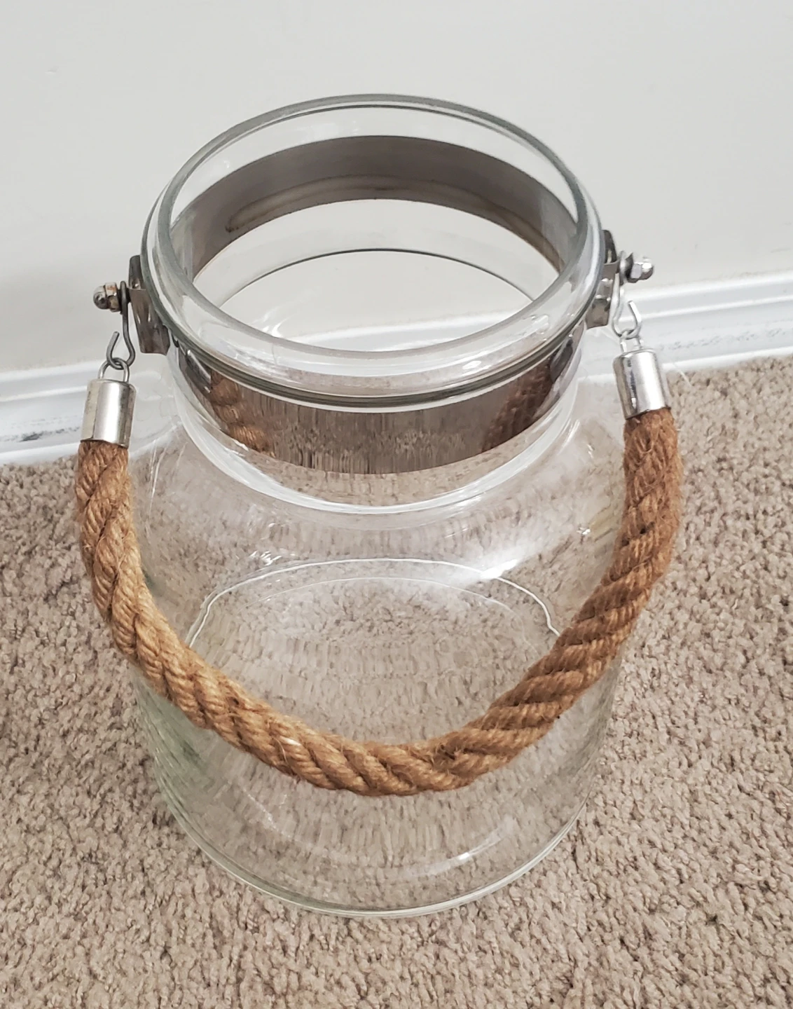 Glass Lantern with Rope Handle
