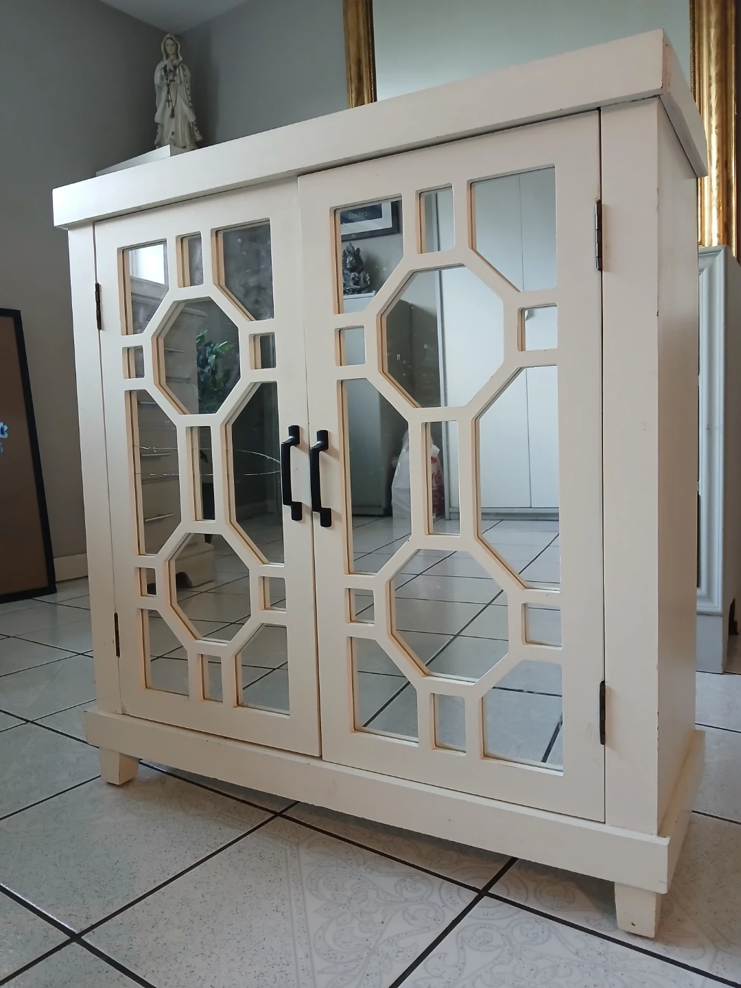 Storage wooden console 2 Mirrored doors Cabinet - photo 2