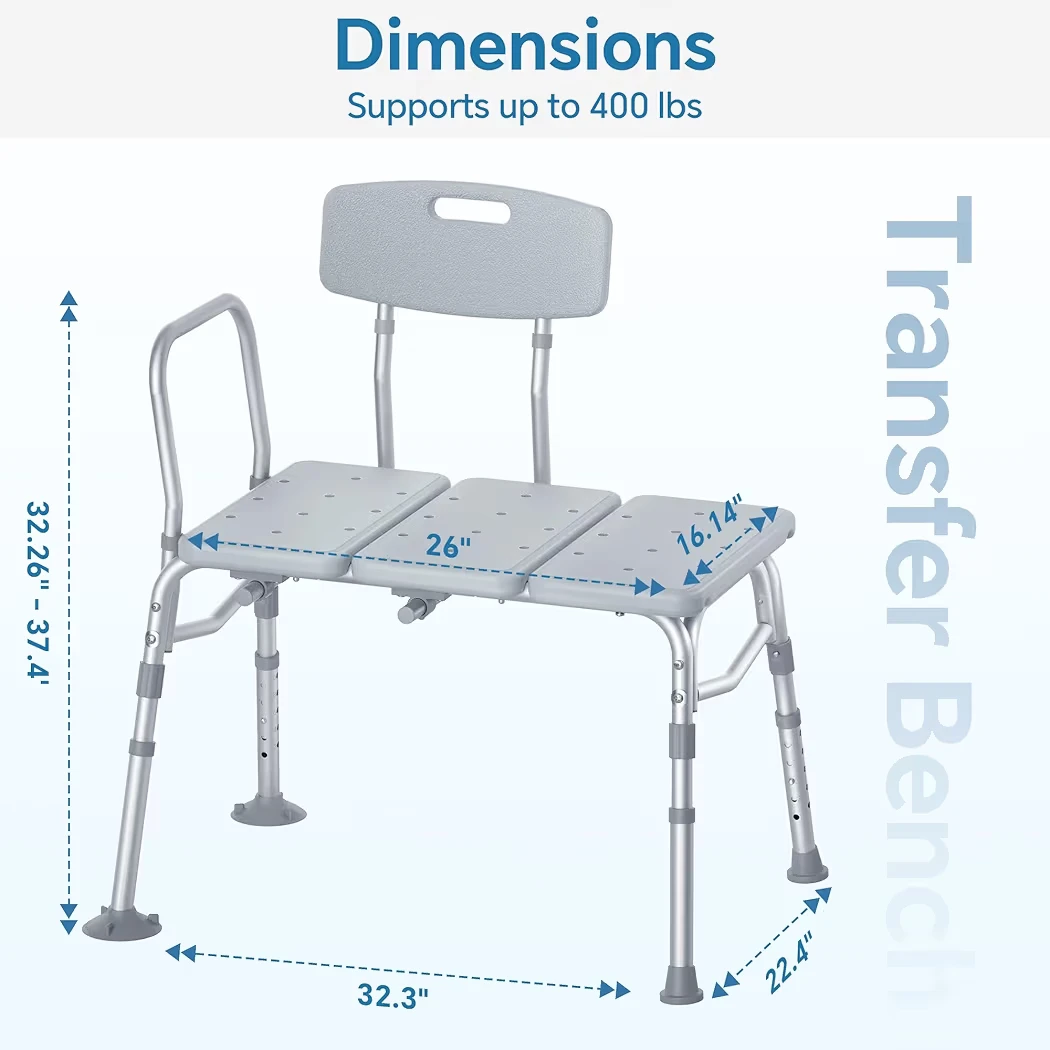 Bath Transfer Bench with Armrest and Backrest - photo 4