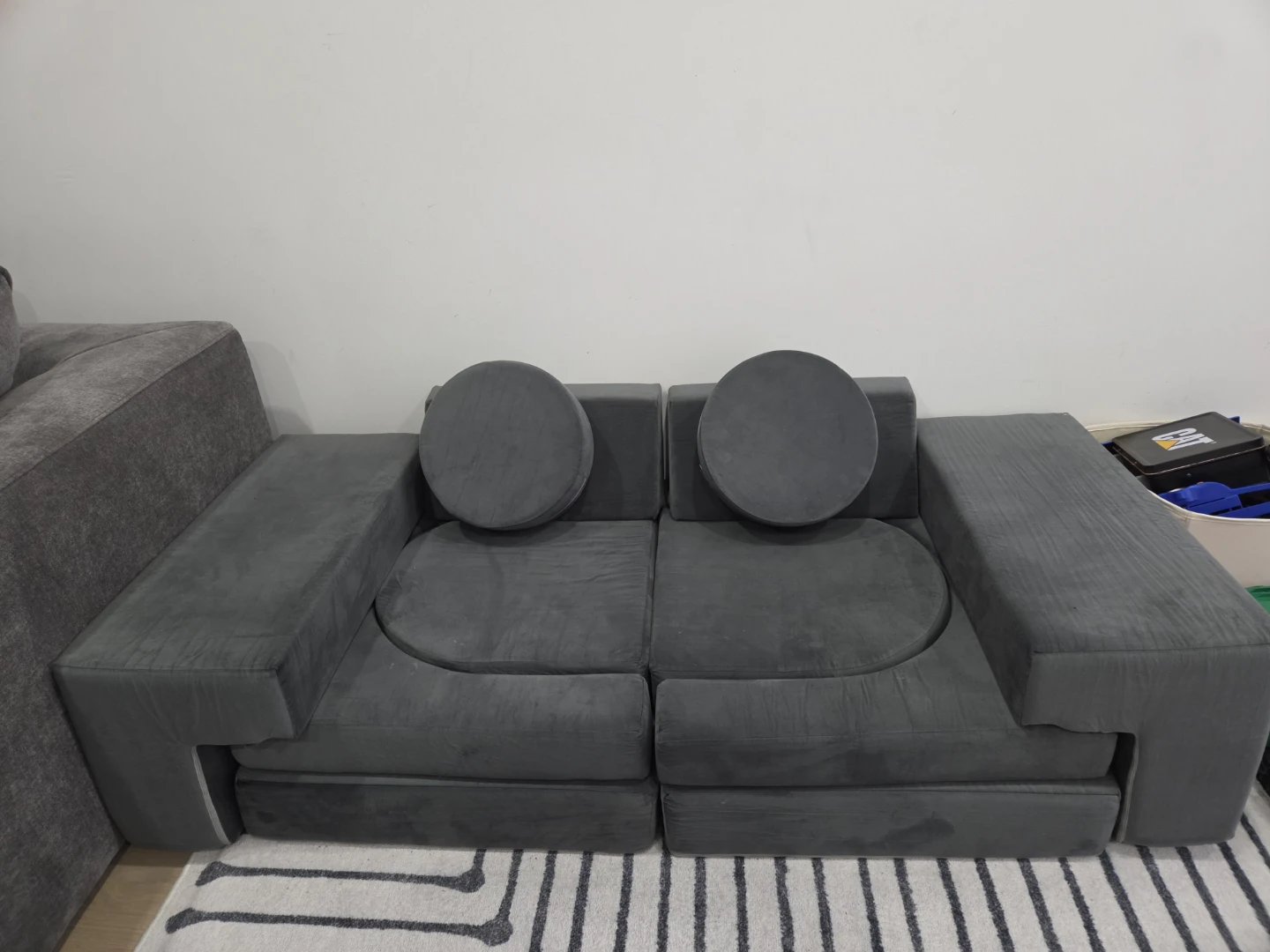 Kids Grey Sectional Sofa/Fort