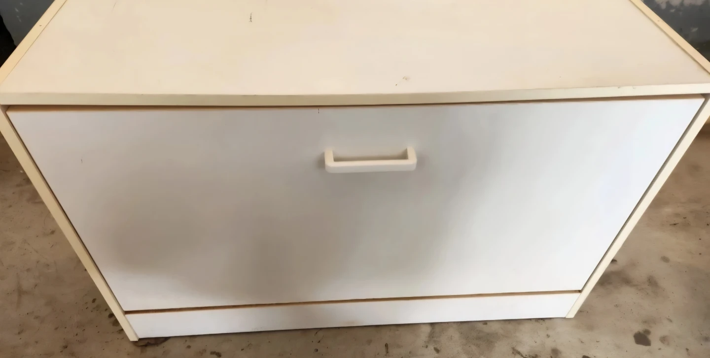White Two-Tiered Shoe Rack with Cabinet