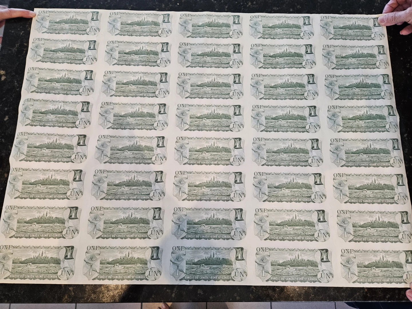 1973 Sheet of 40 Canadian One Dollar Bills - photo 2