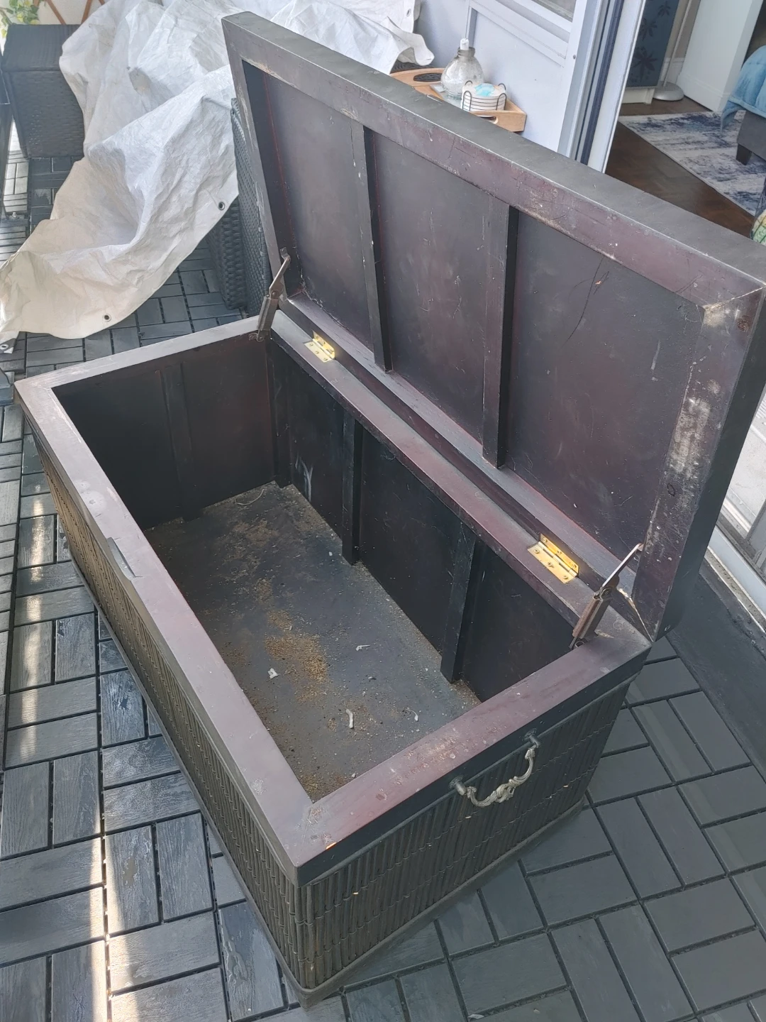 Dark Wood Storage Chest Trunk - photo 2