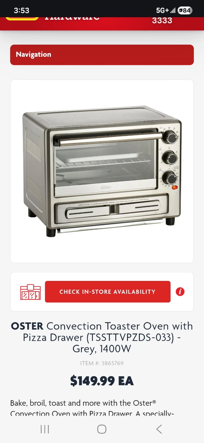 Oster® Convection Oven with Pizza Drawer.