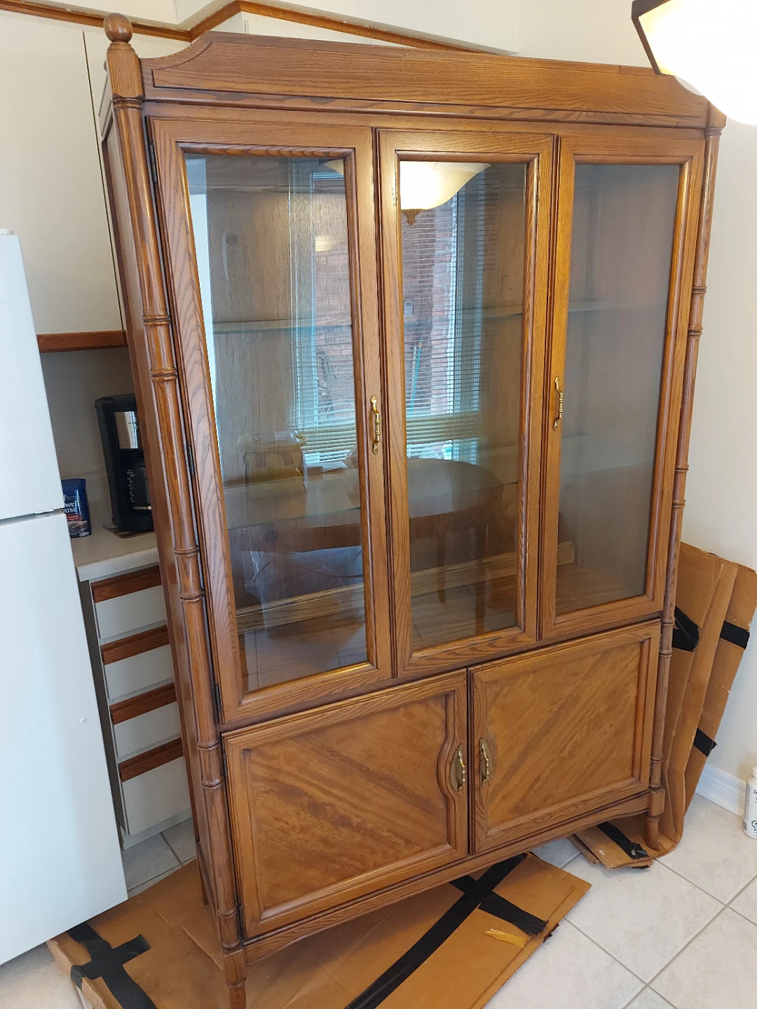 Wooden China Cabinet with Glass Doors
