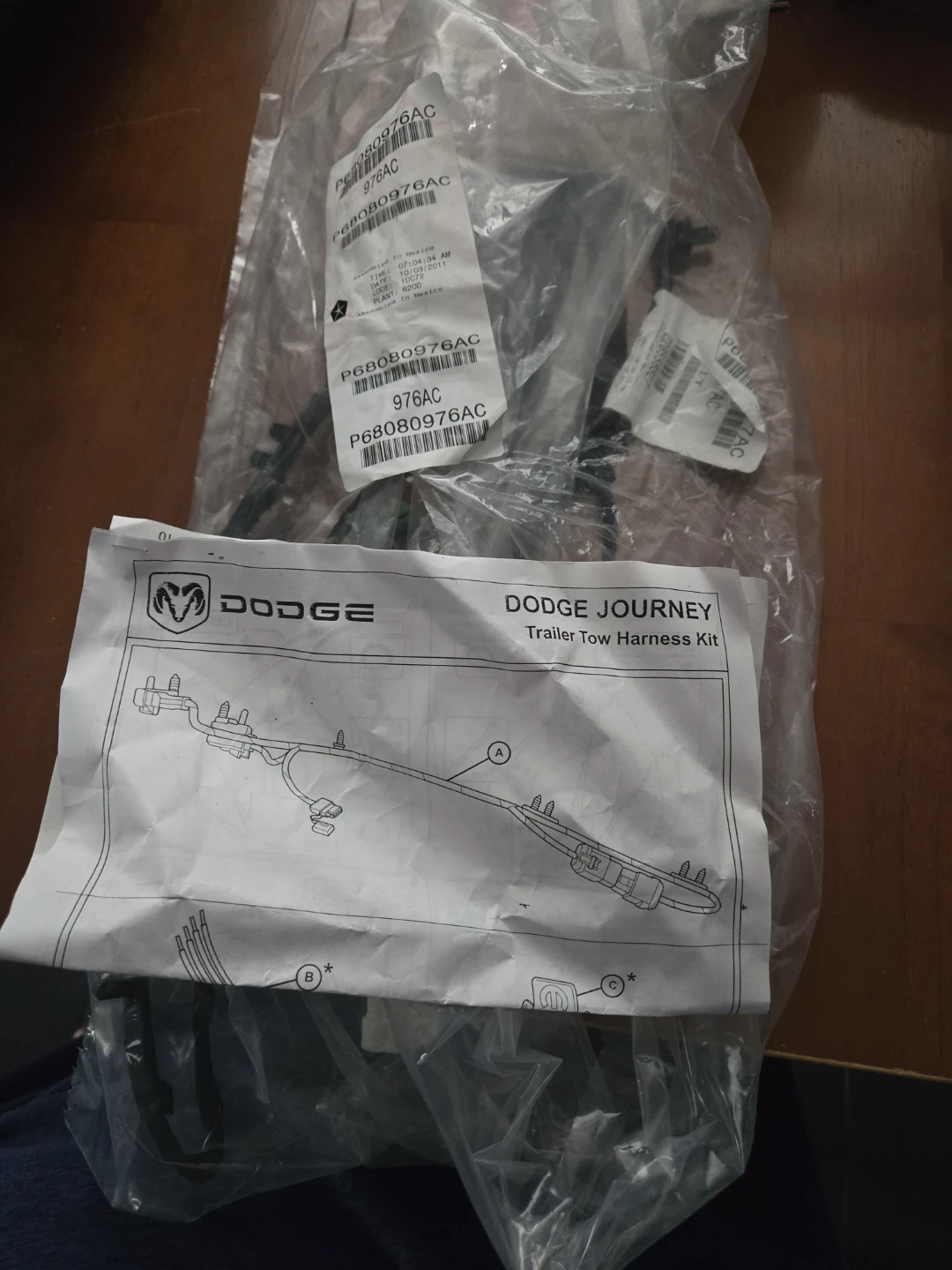 Dodge Journey Trailer Tow Harness Kit P68080976AC - photo 2