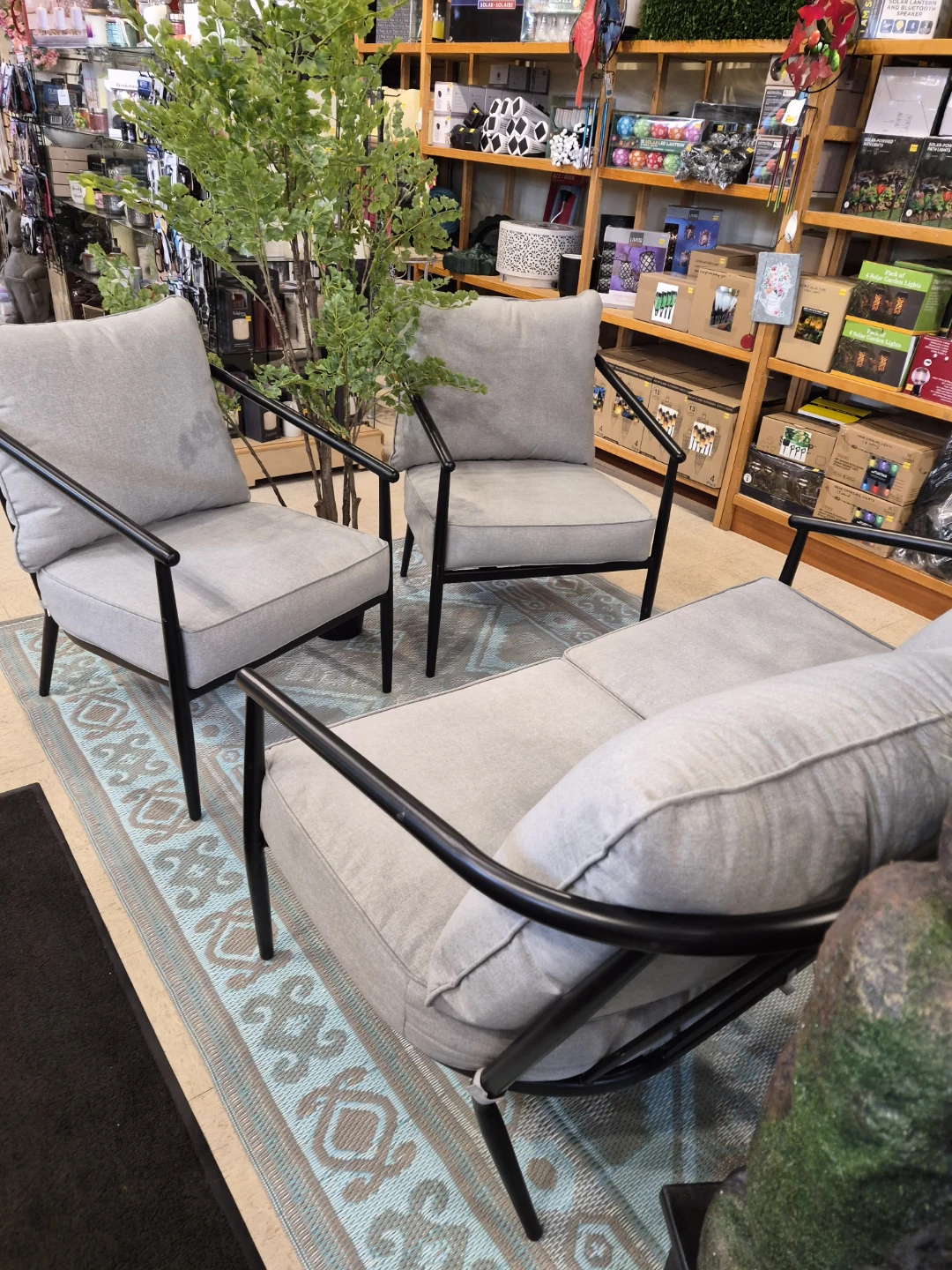 New 3 piece Gray Outdoor Patio Furniture Set with cushions - photo 4