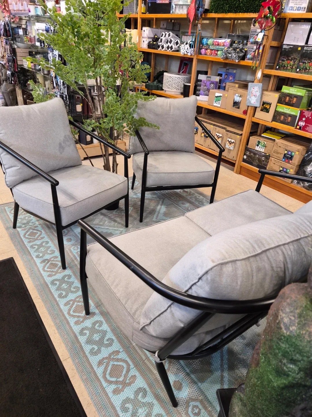 New 3 piece Gray Outdoor Patio Furniture Set with cushions - photo 4