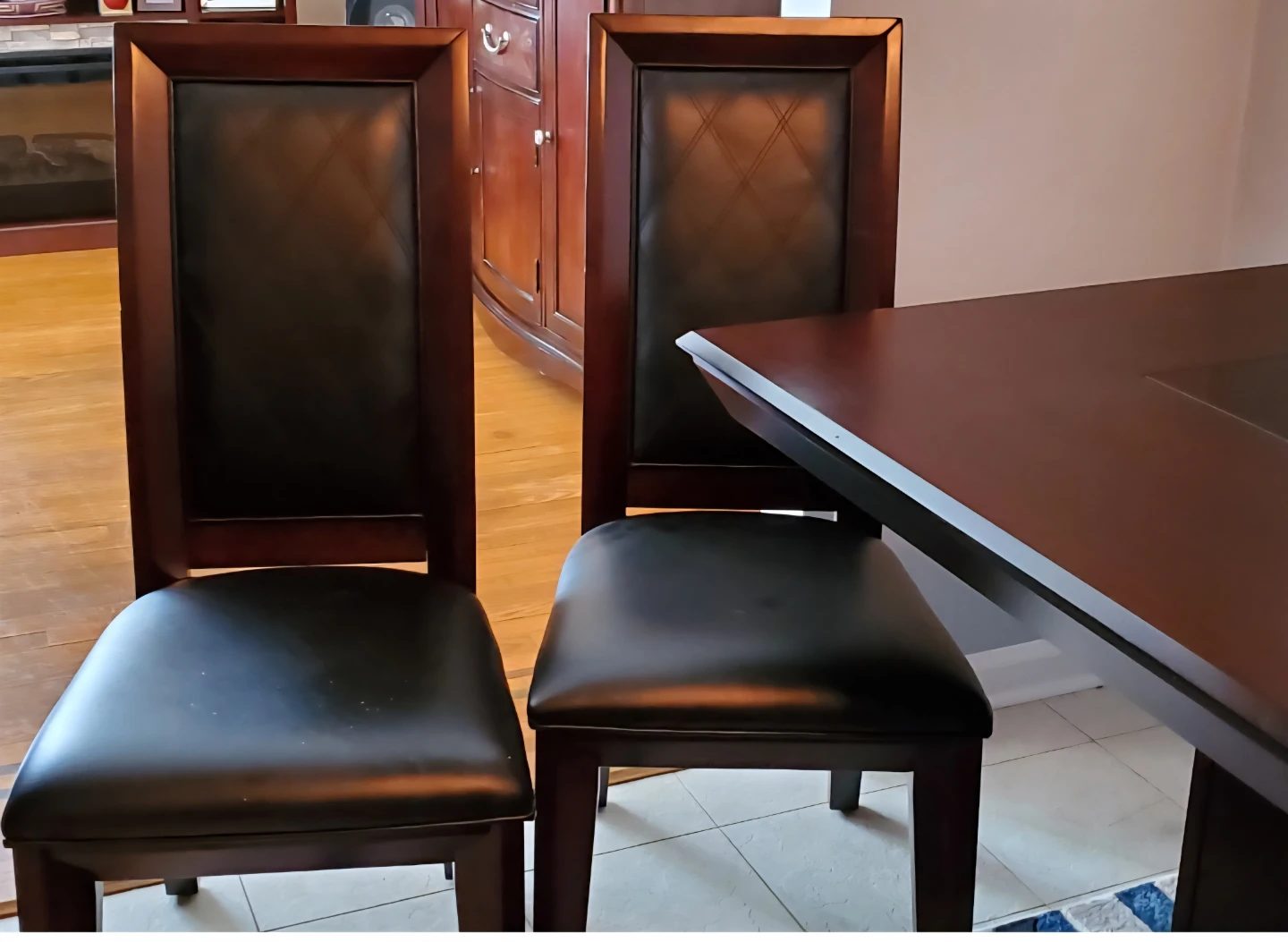 Dark Wood Dining Table with Chairs