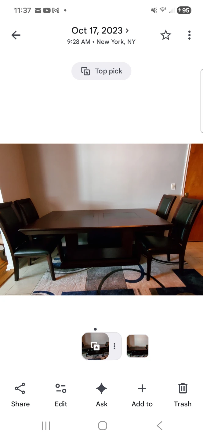 Dark Wood Dining Table with Chairs - photo 5