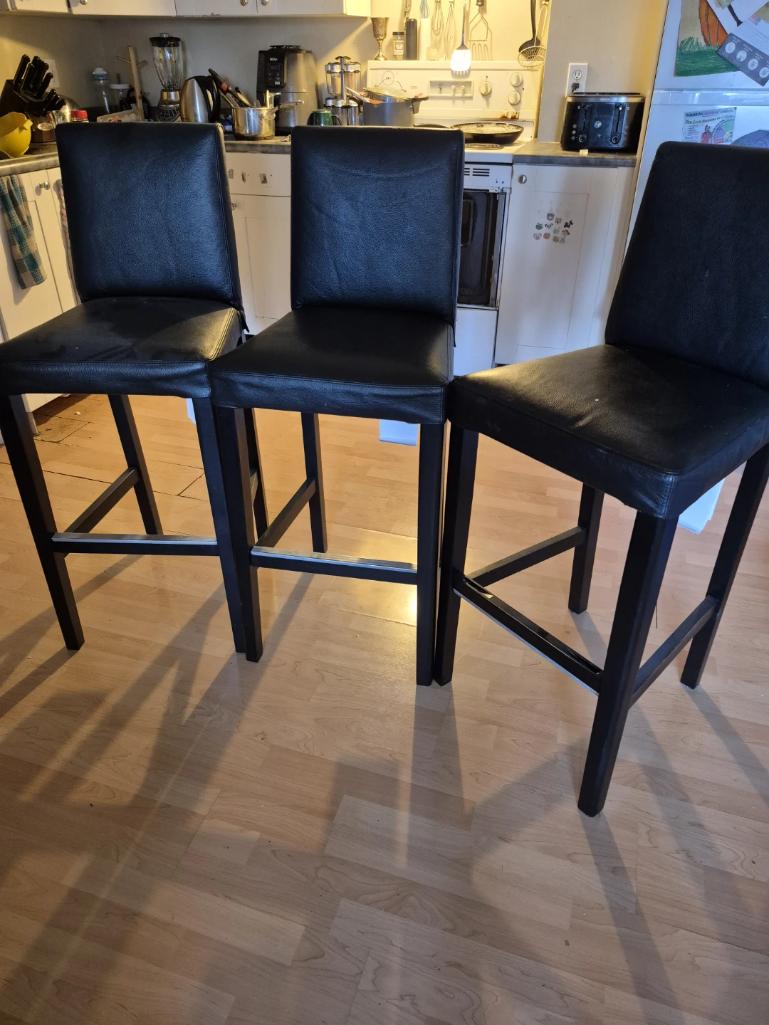 Set of 3 Black IKEA bar style Chairs