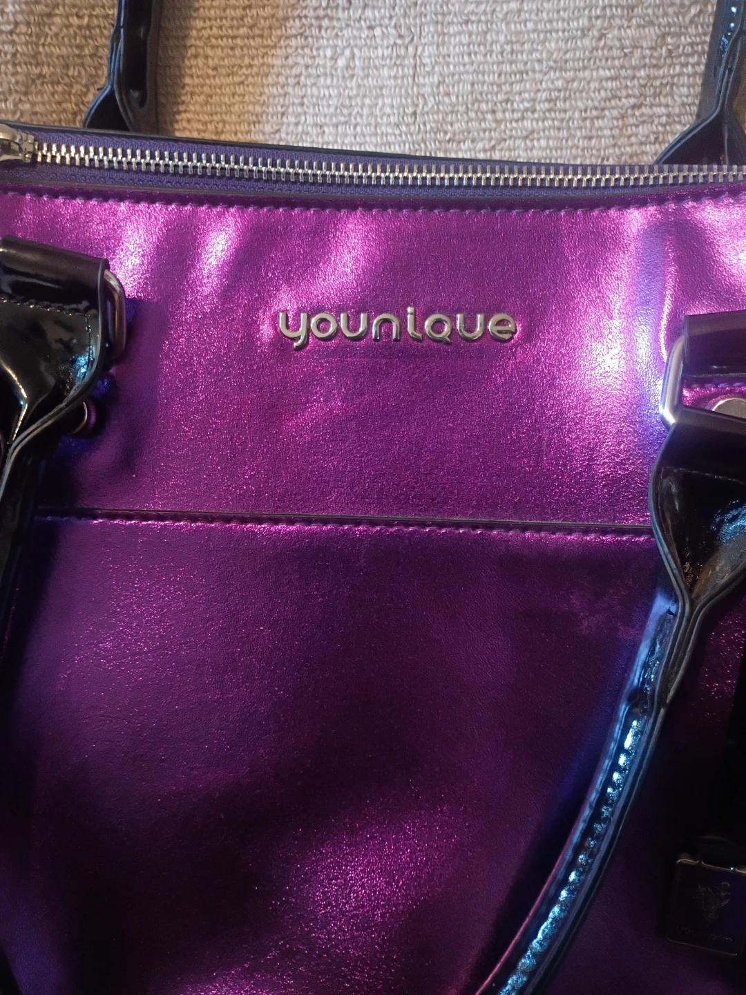 Younique Purple Metallic Tote Handbag with Shoulder Strap - photo 2