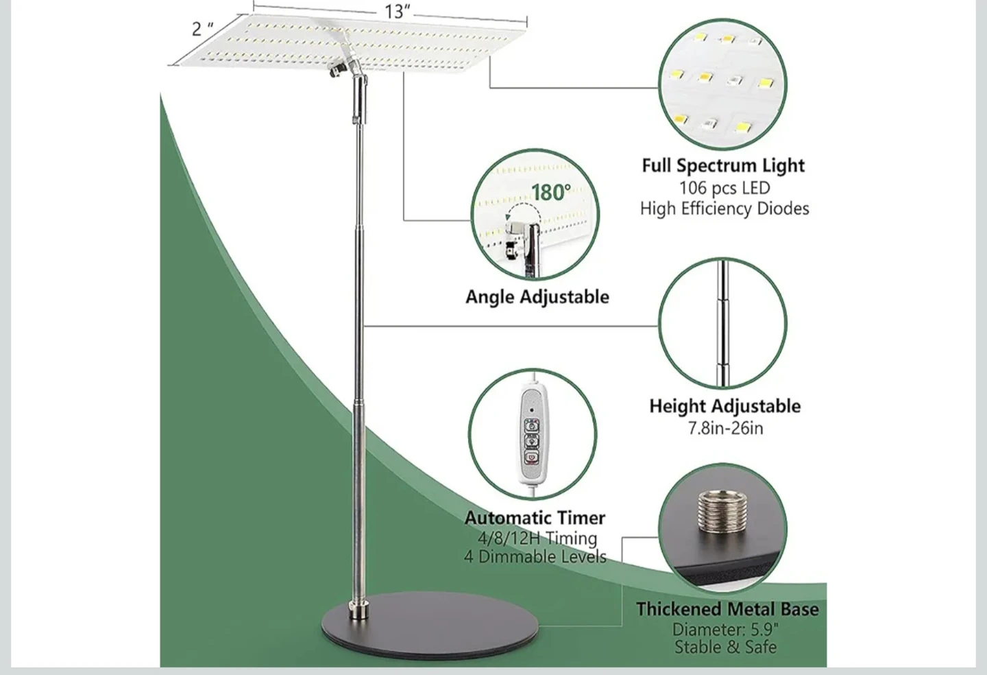 LED Grow Light Full Spectrum with Timer - photo 2