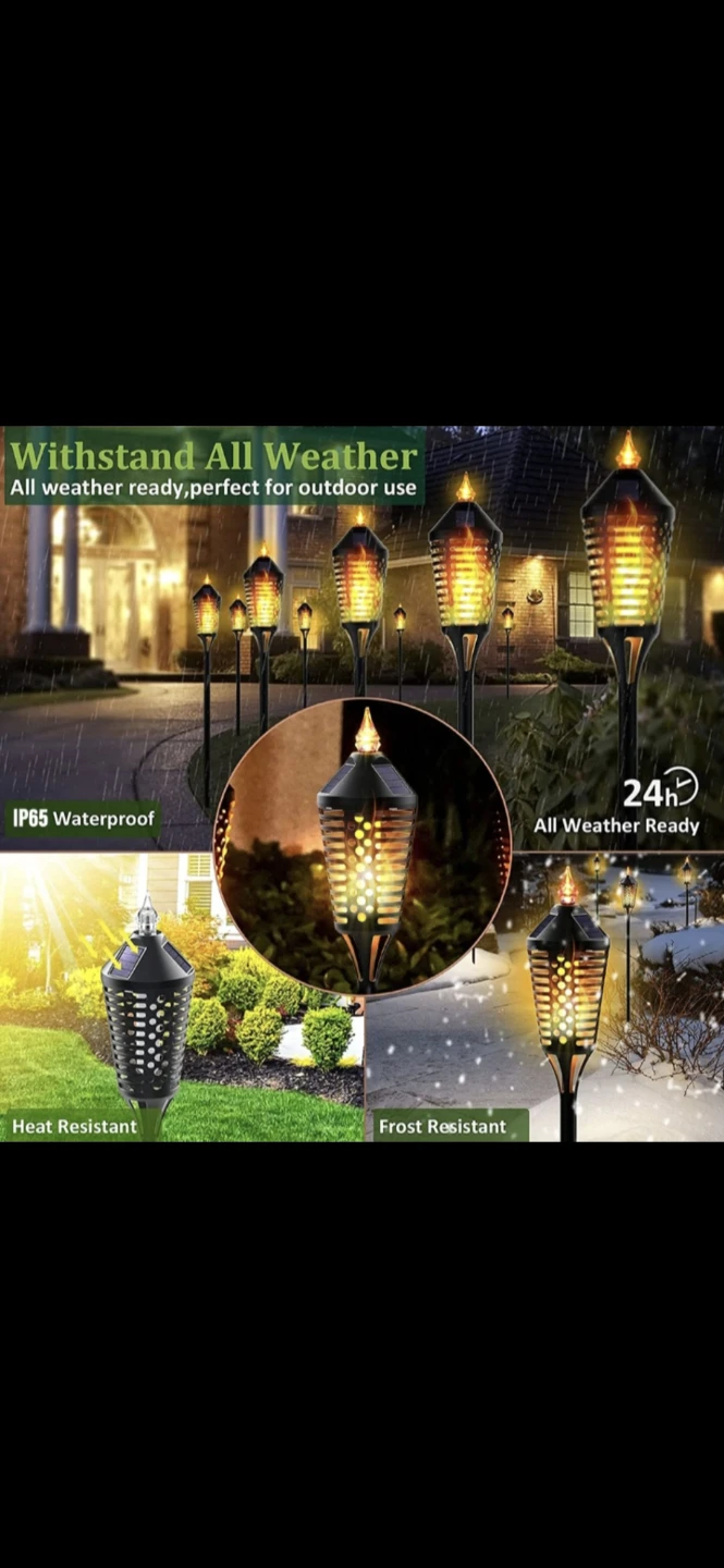 Flickering Flames Solar Torch Lights (Set of 4) New - photo 2