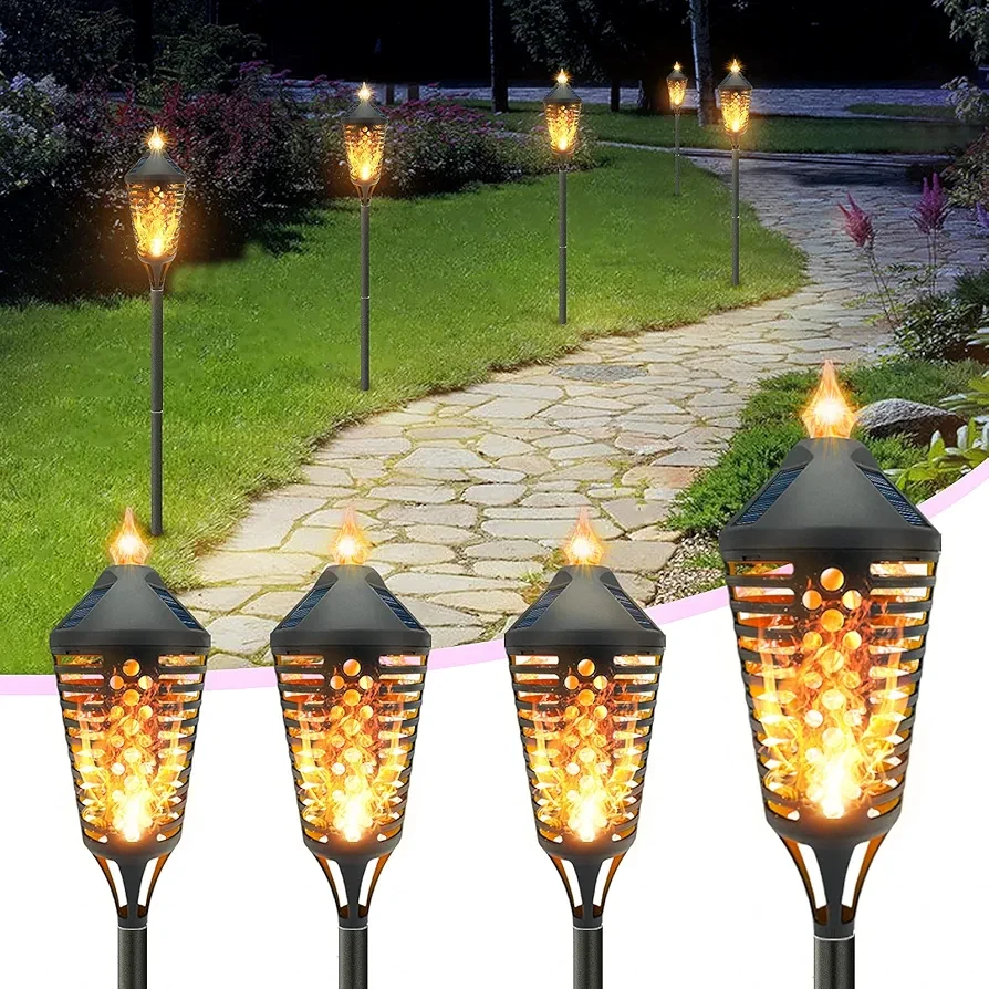 Flickering Flames Solar Torch Lights (Set of 4) New - photo 3