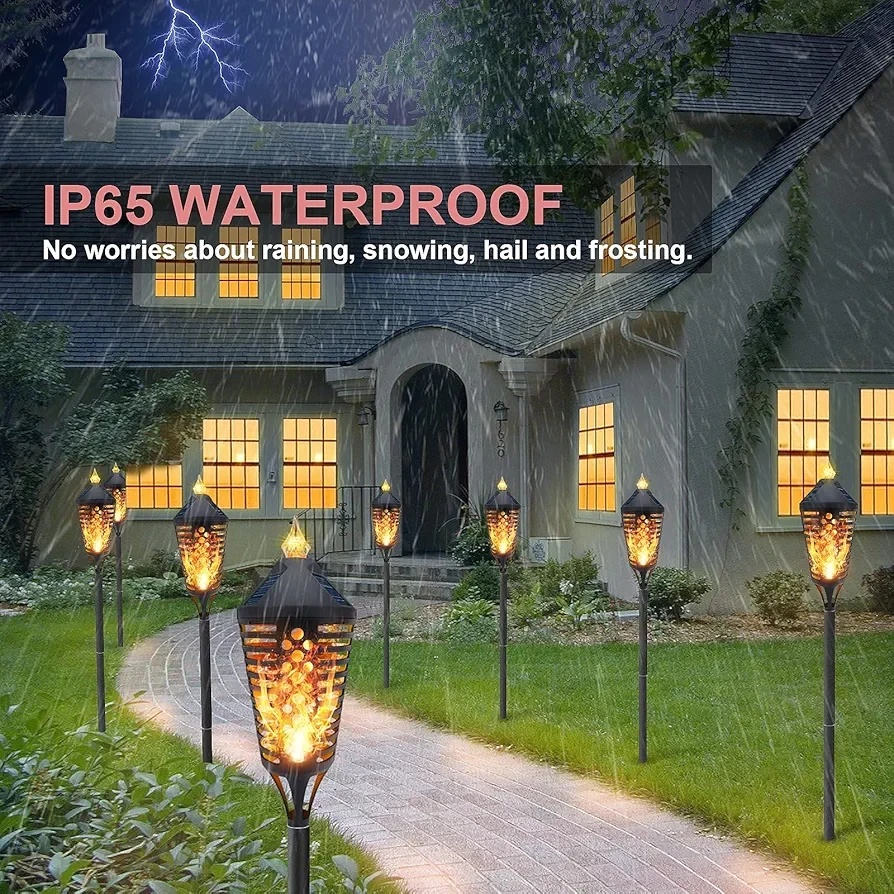 Flickering Flames Solar Torch Lights (Set of 4) New - photo 5