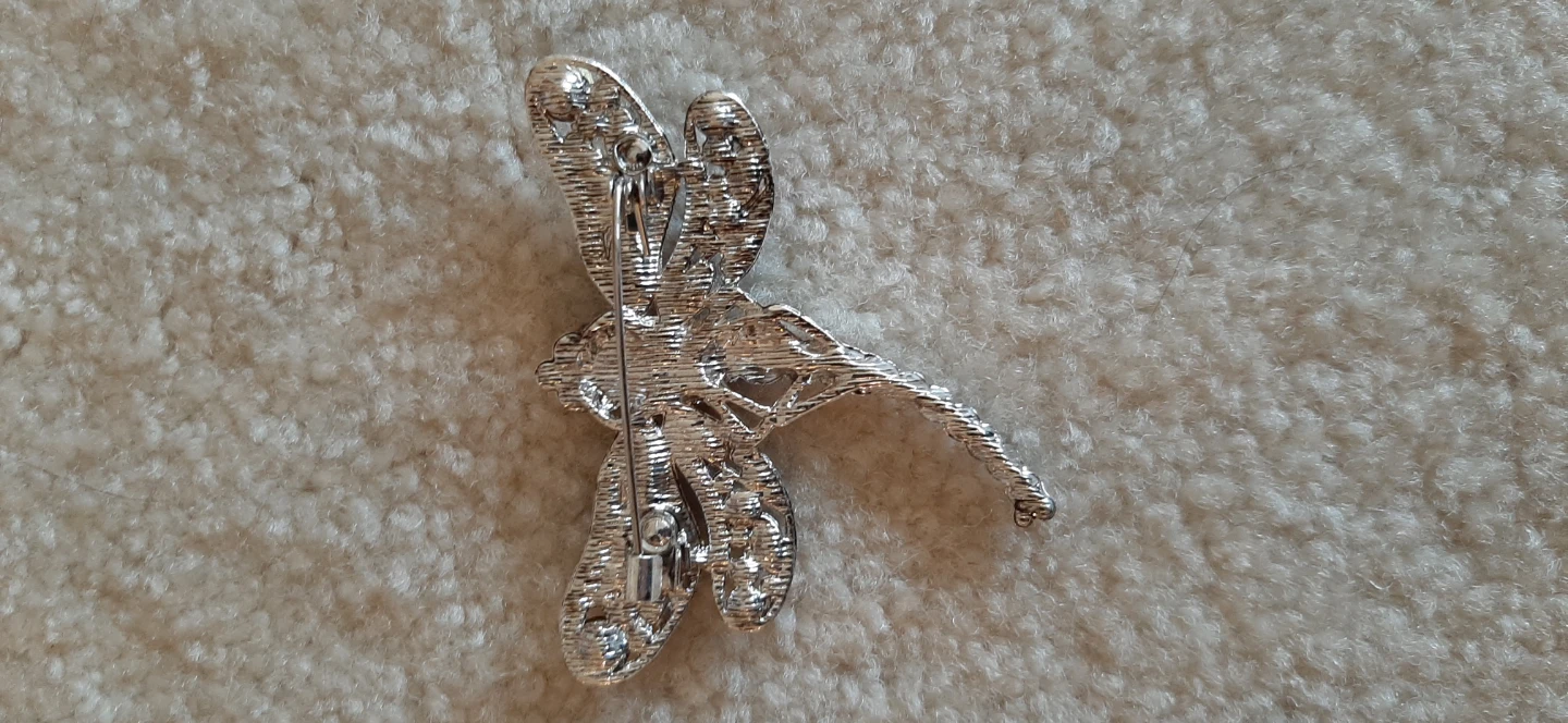 Dragonfly Brooch with Amber and Brown Rhinestones - photo 2