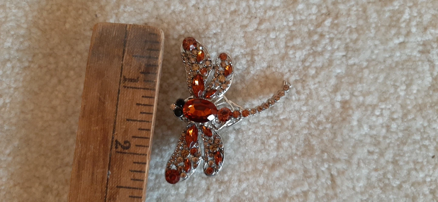 Dragonfly Brooch with Amber and Brown Rhinestones - photo 4
