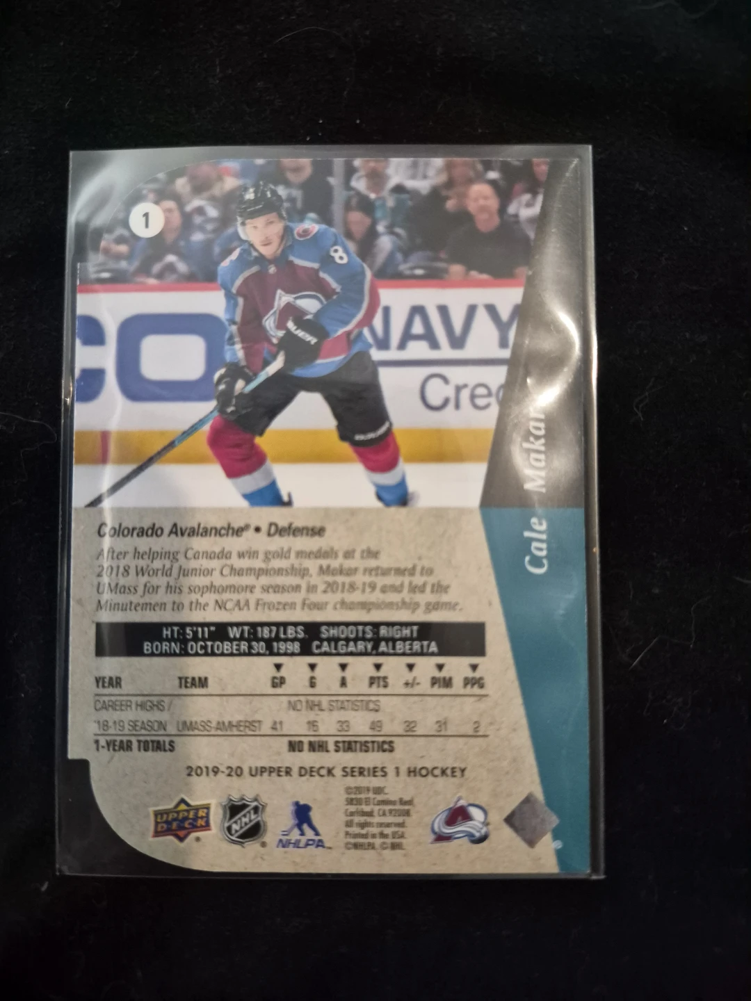 Cale Makar Hockey card 2018-2019 upperdeck - photo 2