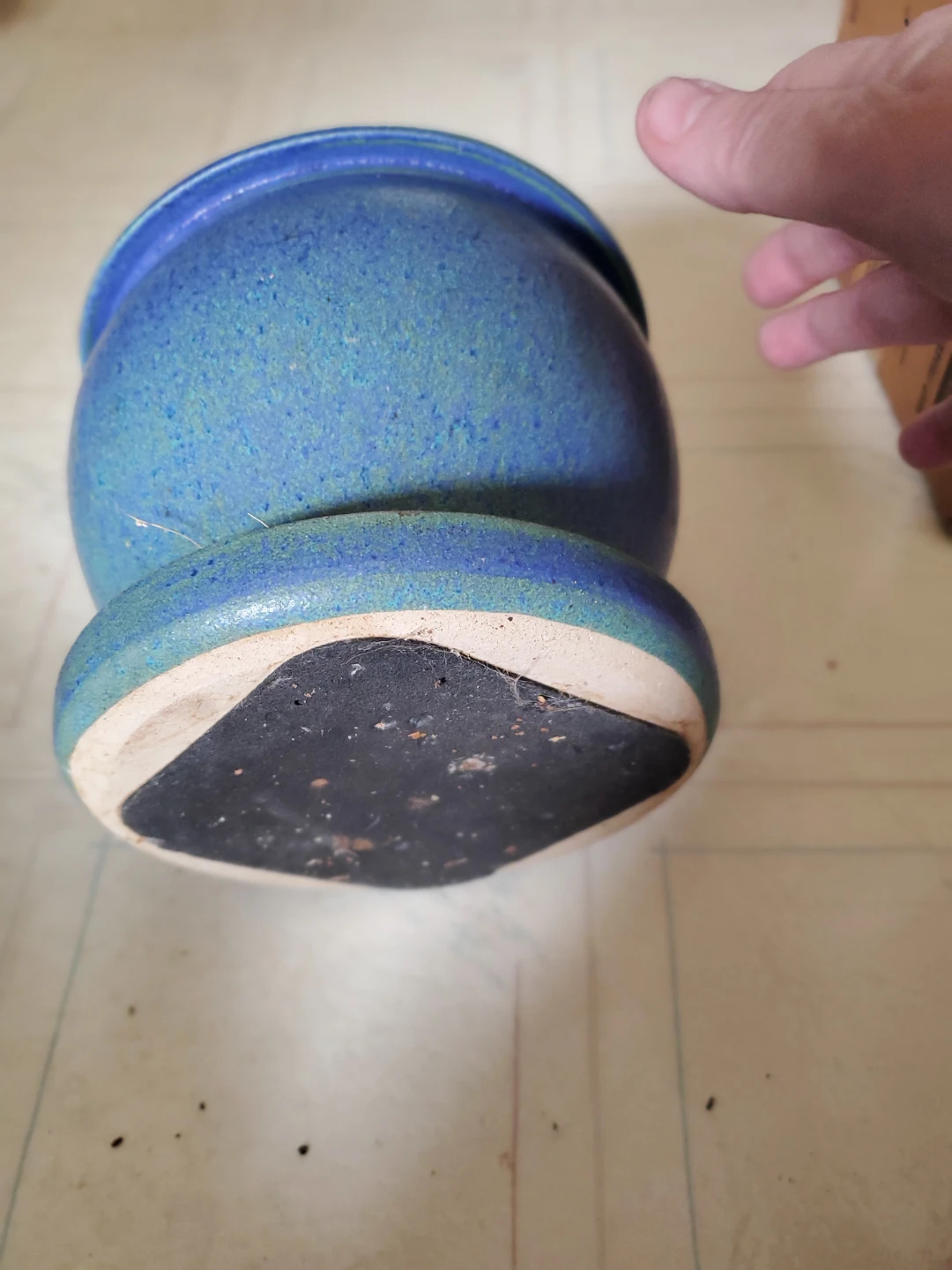 Blue Ceramic Planter Pot with Saucer - photo 2