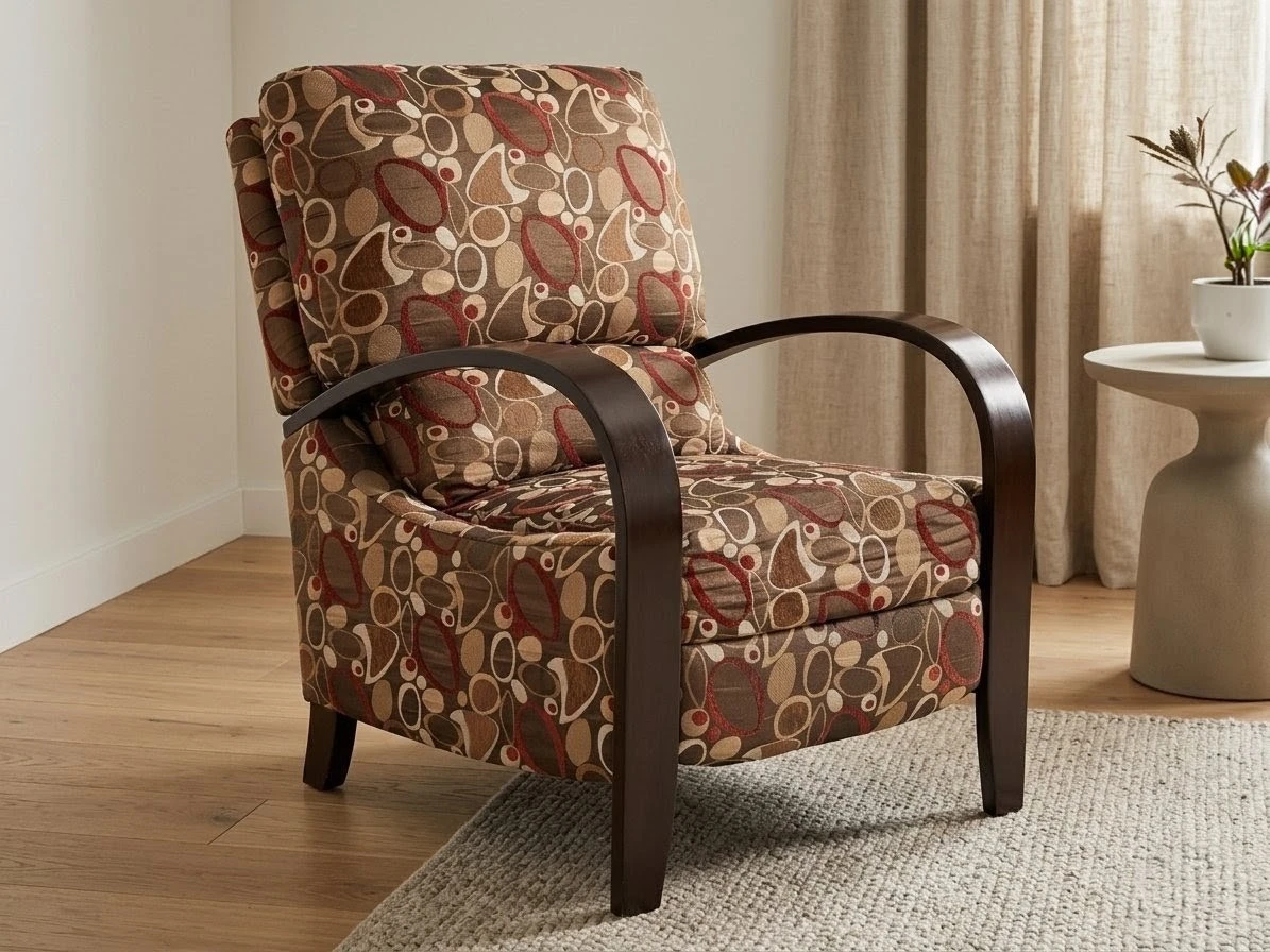 Mid-Century Modern Style Push-Back Recliner Chair.