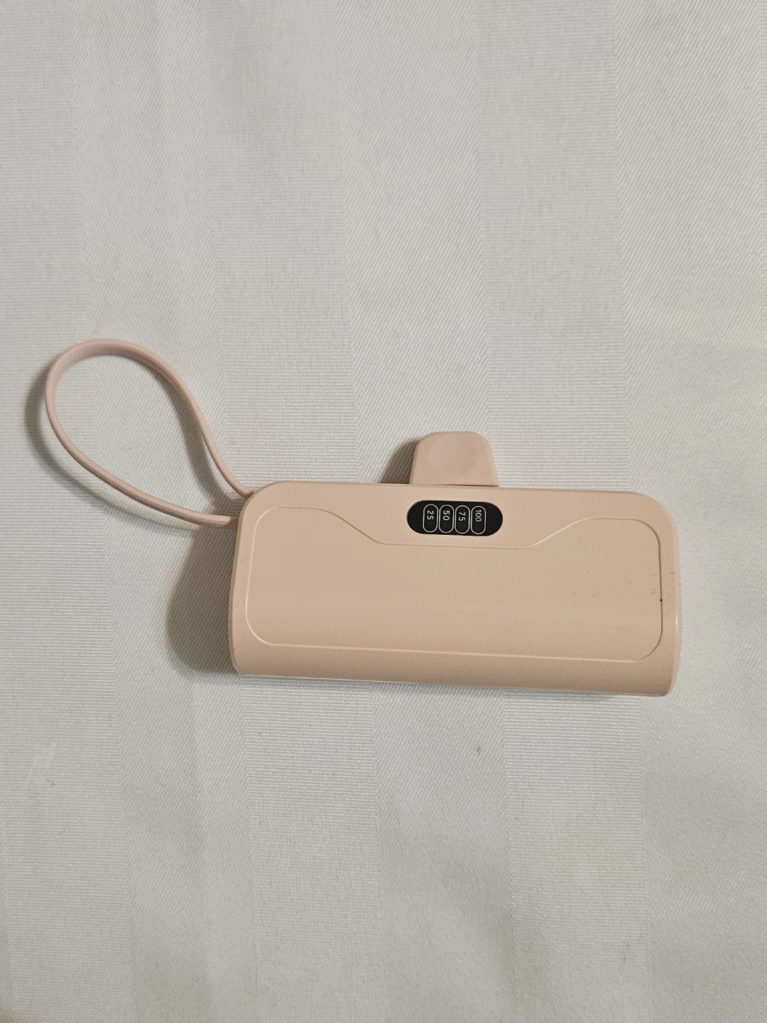 Pink Portable Power Bank 4500 mAh with Built-in Cables
