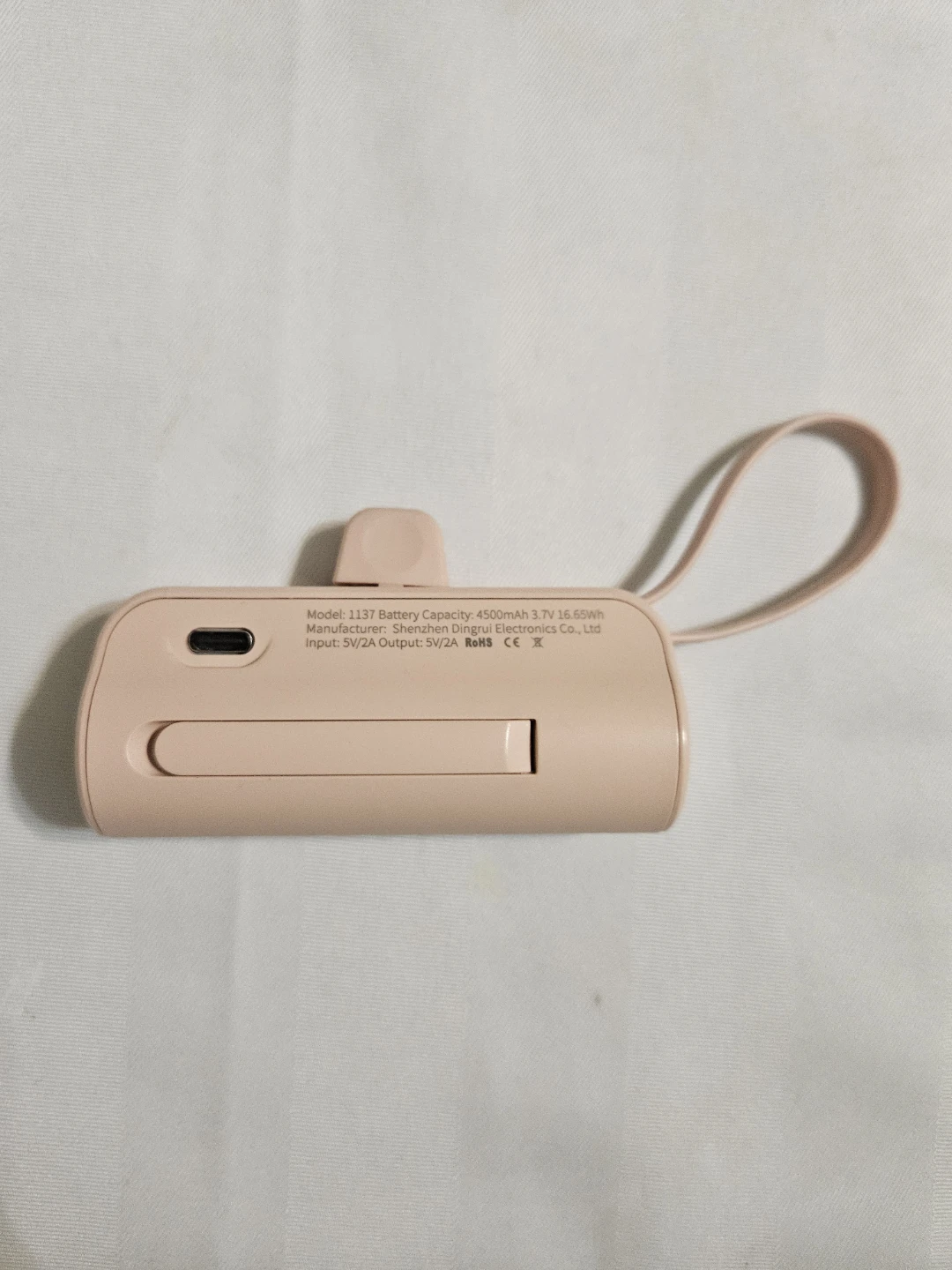 Pink Portable Power Bank 4500 mAh with Built-in Cables - photo 2