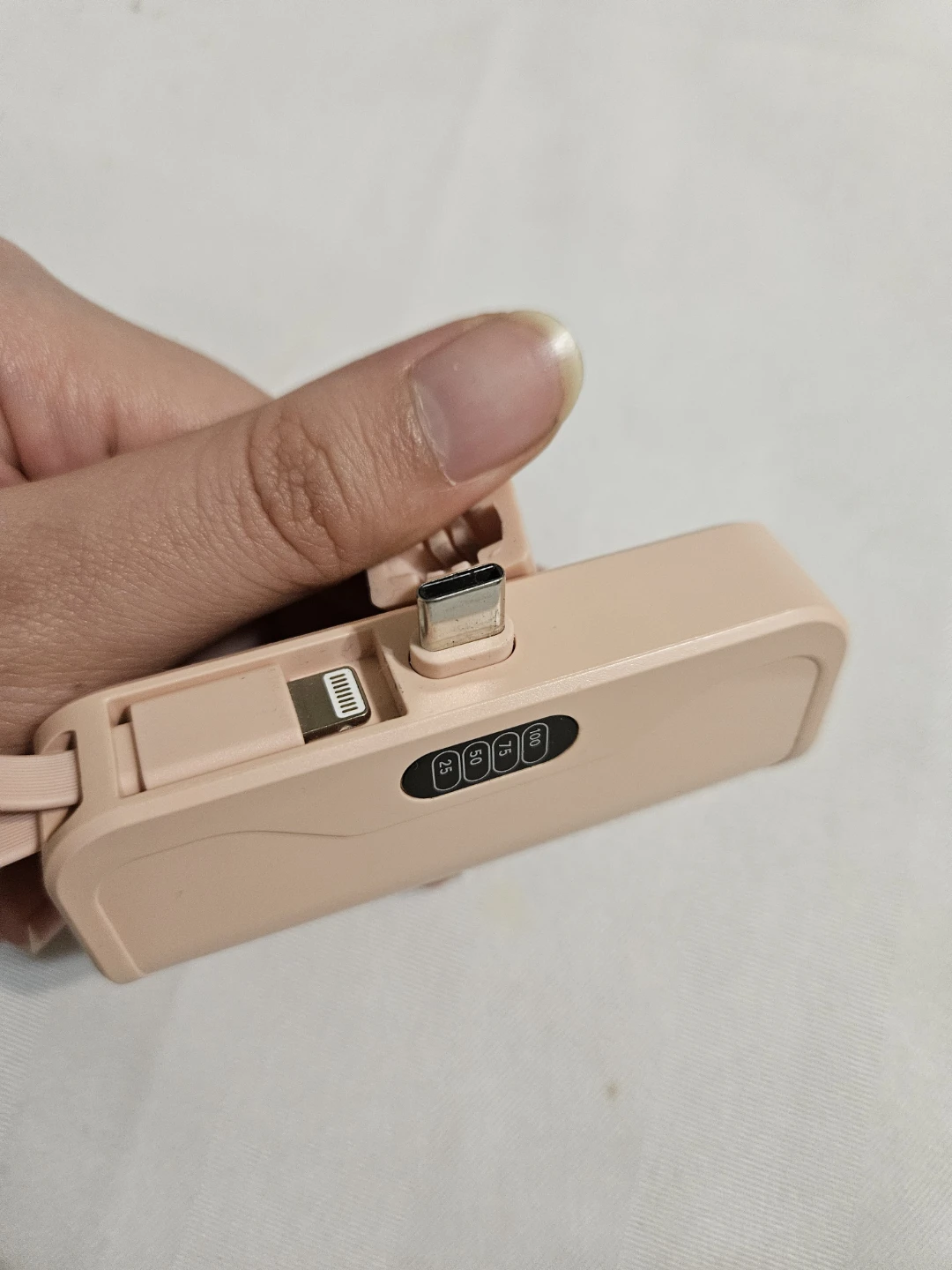 Pink Portable Power Bank 4500 mAh with Built-in Cables - photo 3