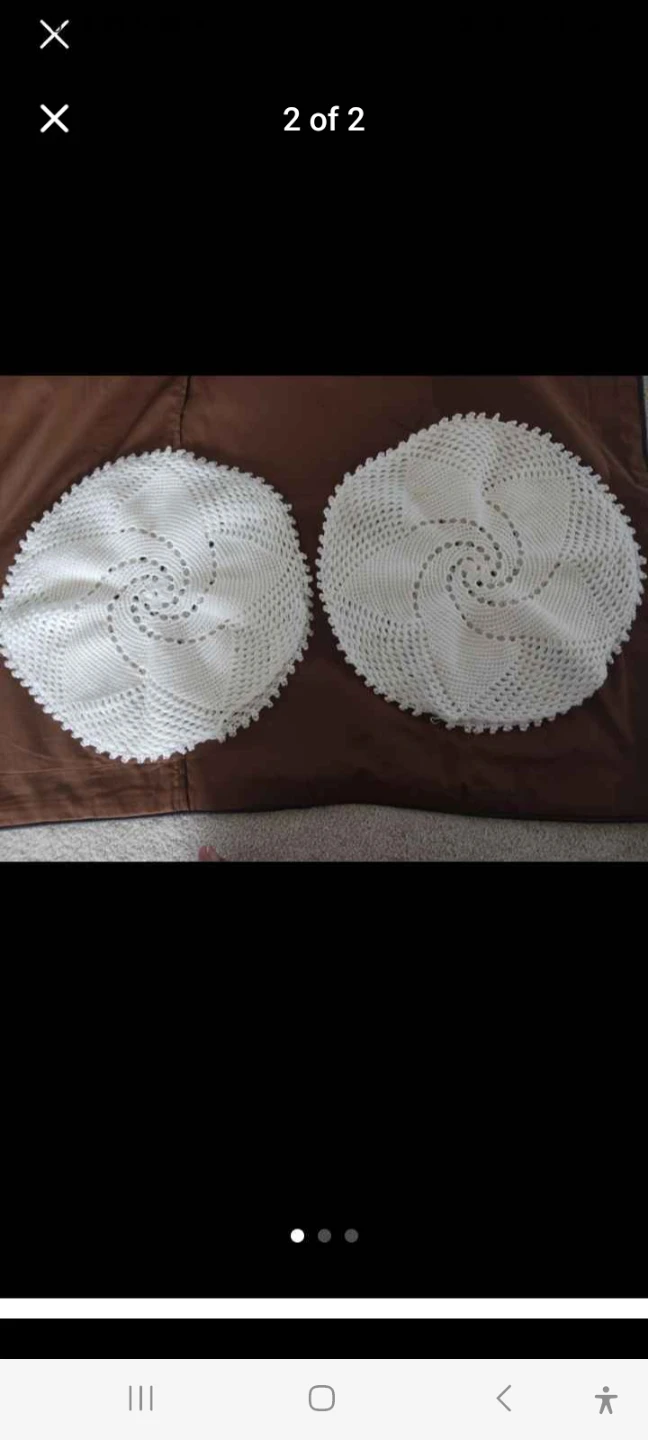 Set of 2 White Crochet Doilies